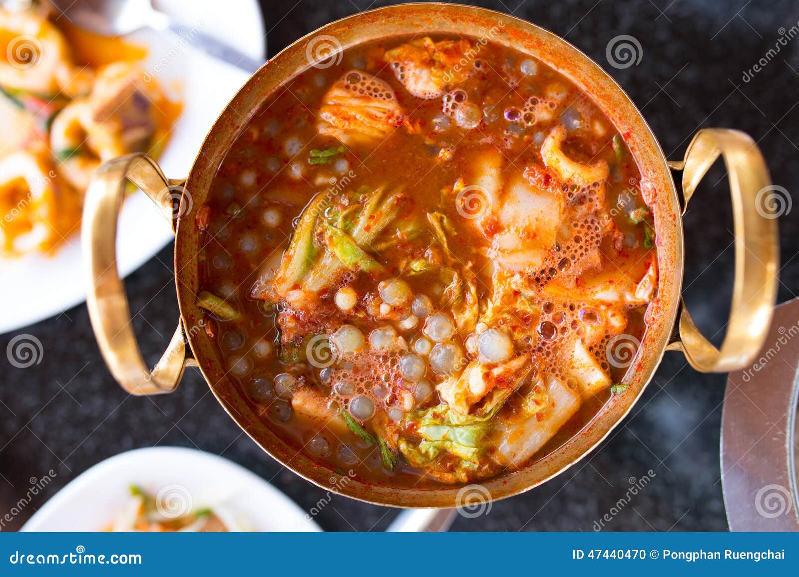 Sour soup with red caviar stock photo. Image of dish - 47440470