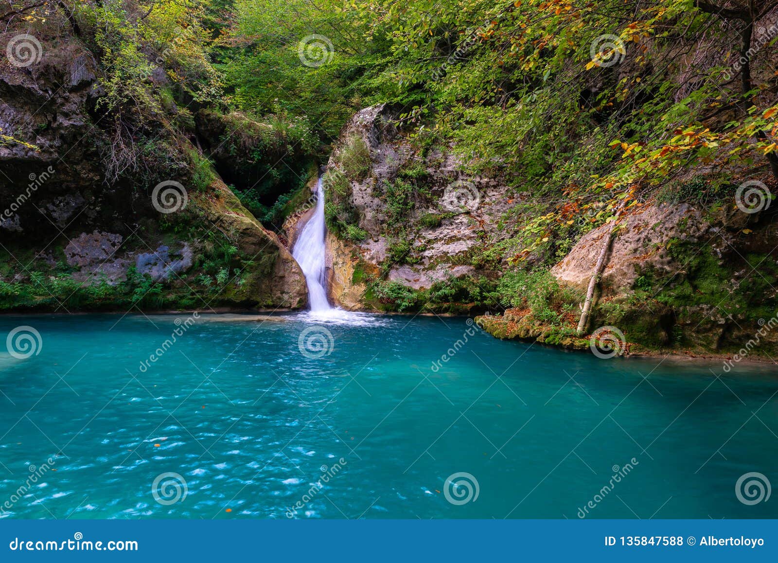 source of urederra river, urbasa mountain range, navarre, spain