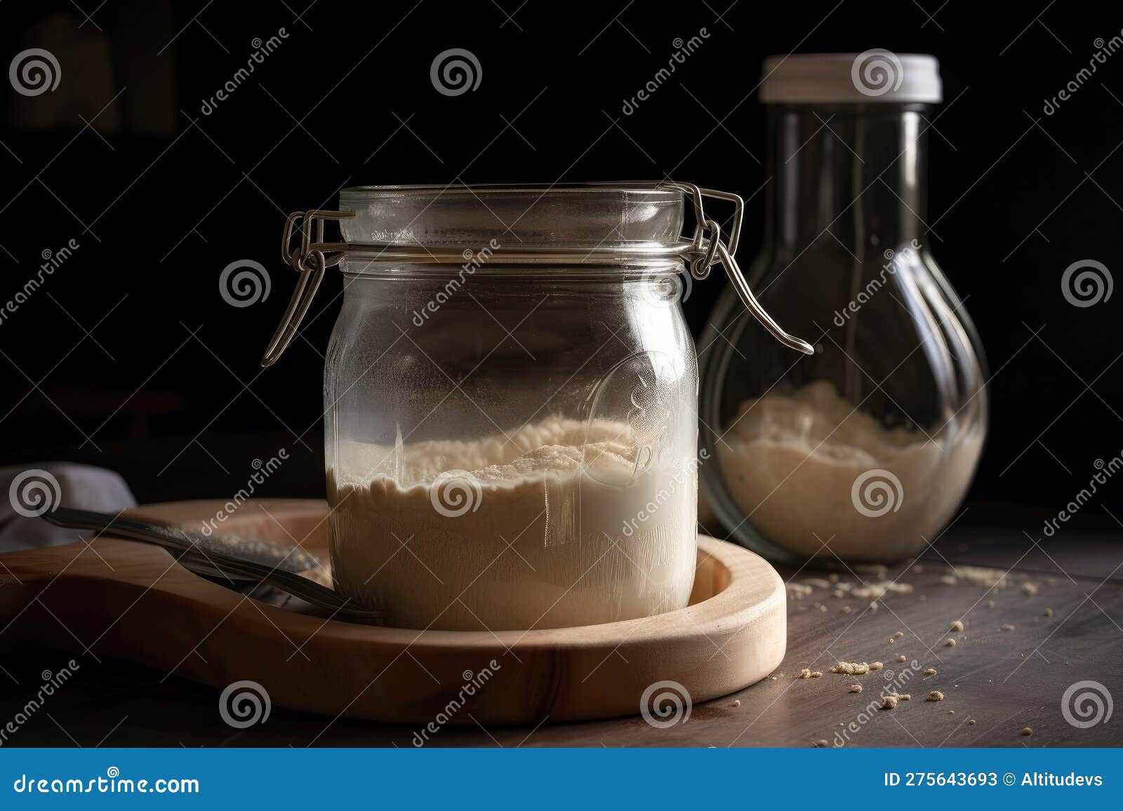 Sourdough Starter Floating in Jar, Showing the Fermentation Process