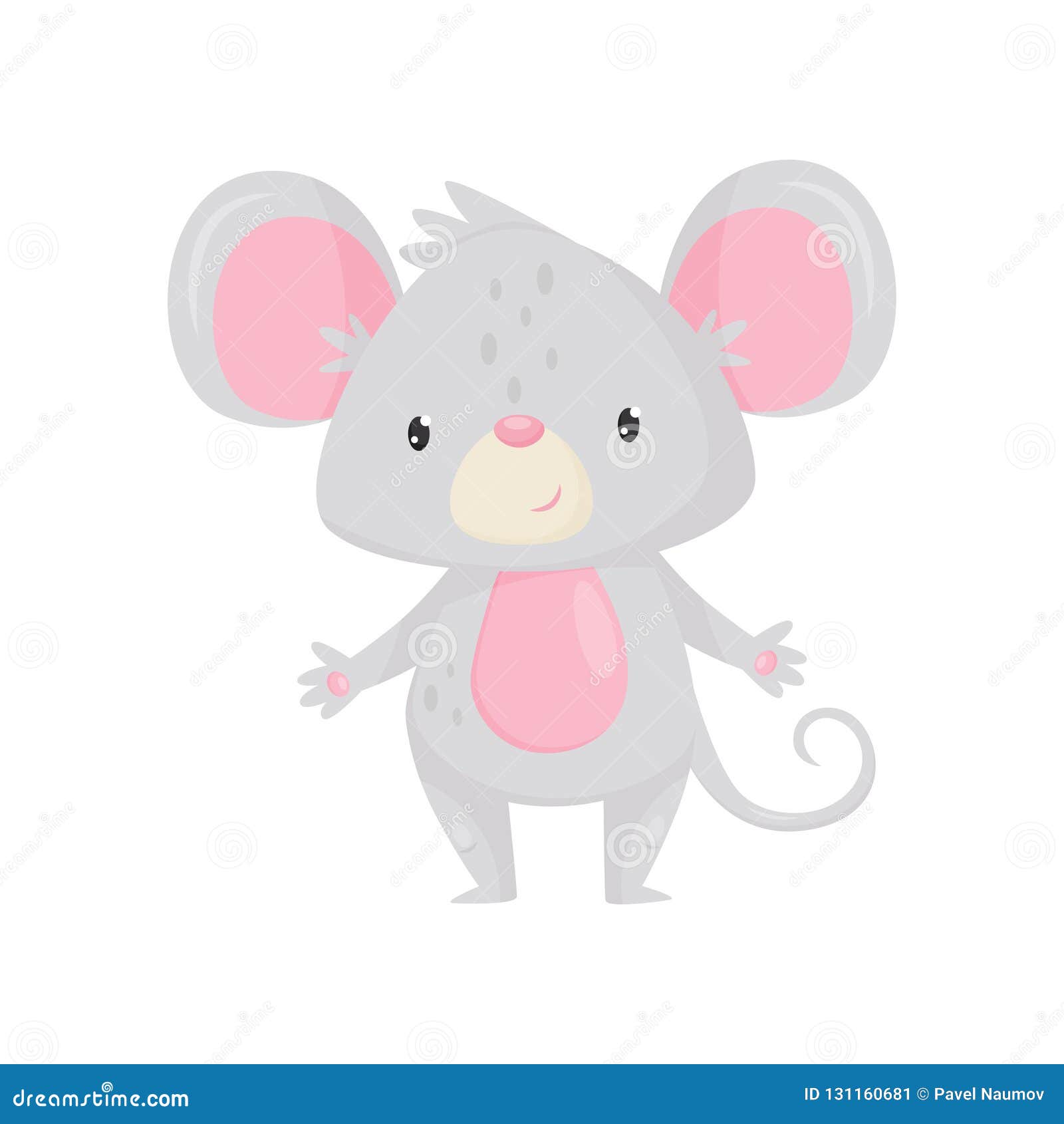 Souris Avec De Grandes Oreilles Roses Illustration de Vecteur