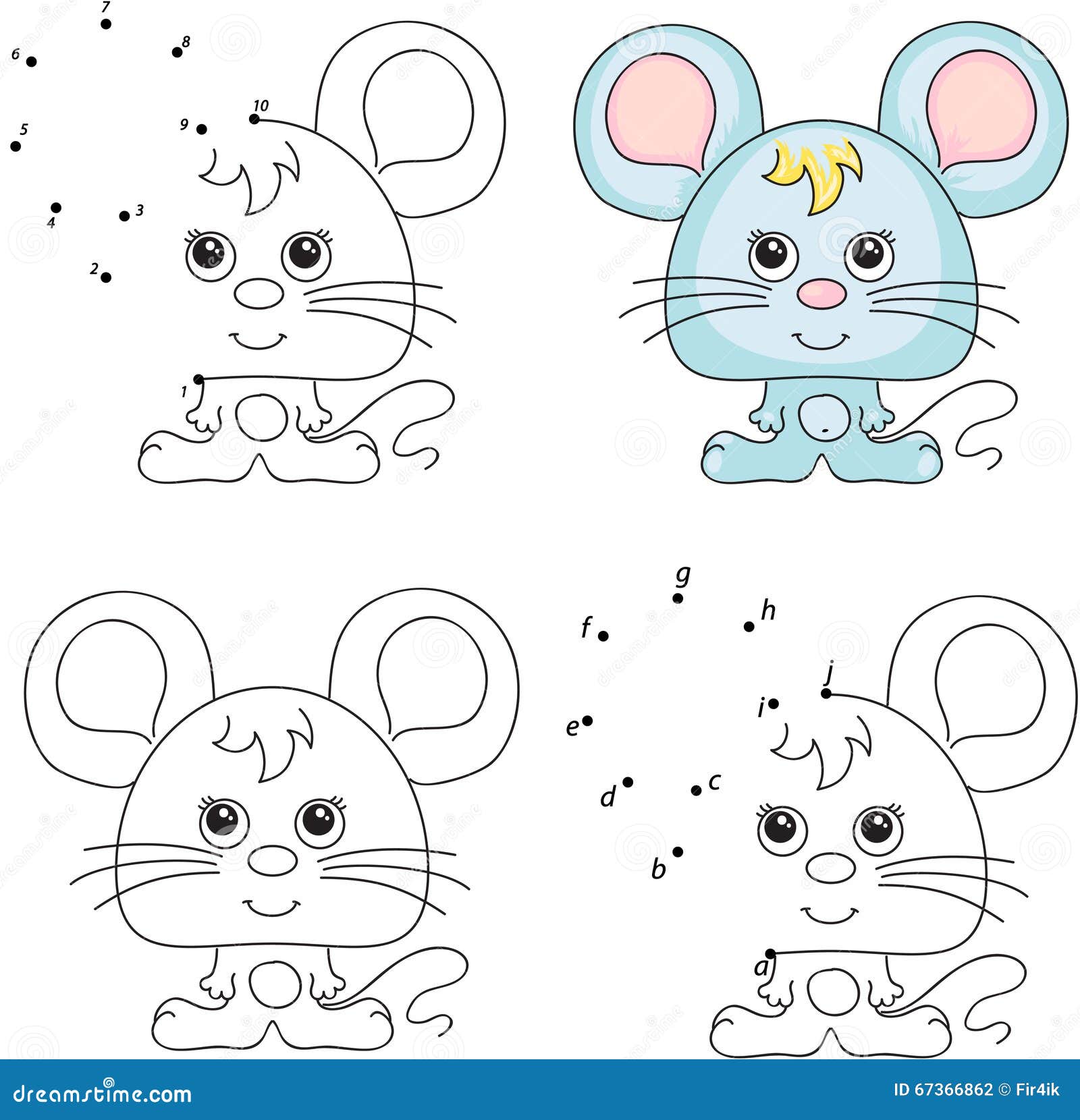 illustration stock souris de dessin animé livre de coloriage et point pour pointiller le jeu pour des enfants image