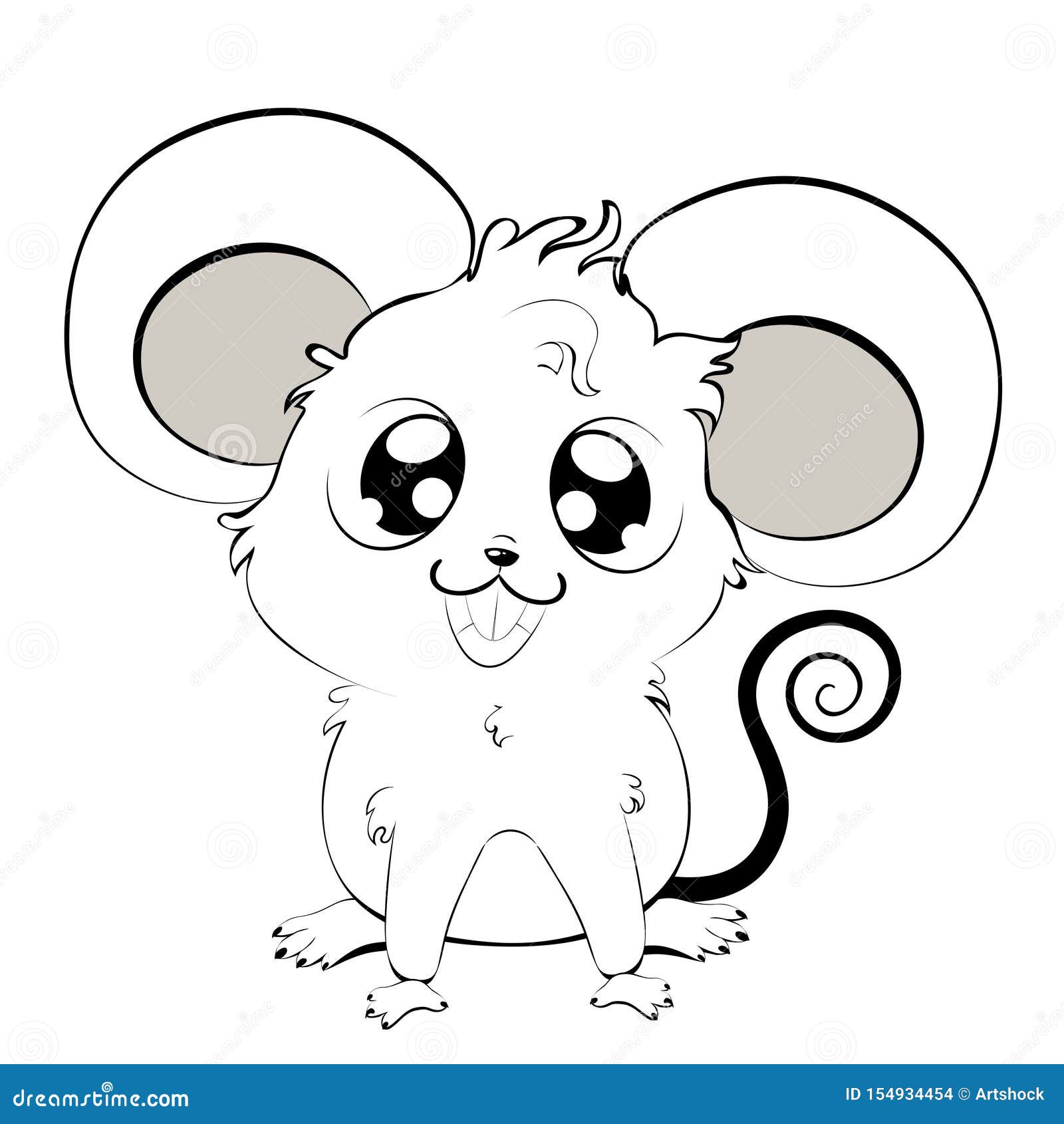 Souris De Kawaii En Noir Et Blanc Illustration Stock