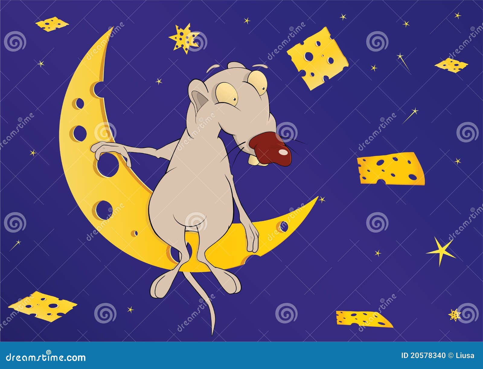 Souris Sur La Lune Dans Le Pays De Fromage. Dessin Animé Illustration de  Vecteur - Illustration du parmesan, hamster: 20578340