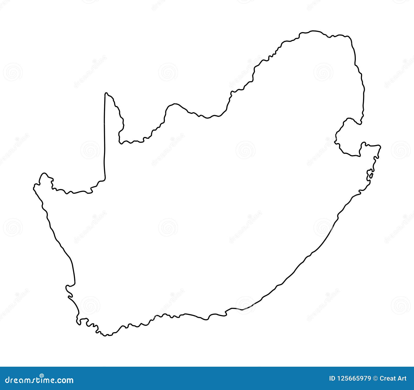 South Africa Map Outline Vector Illustration Stock Vector
