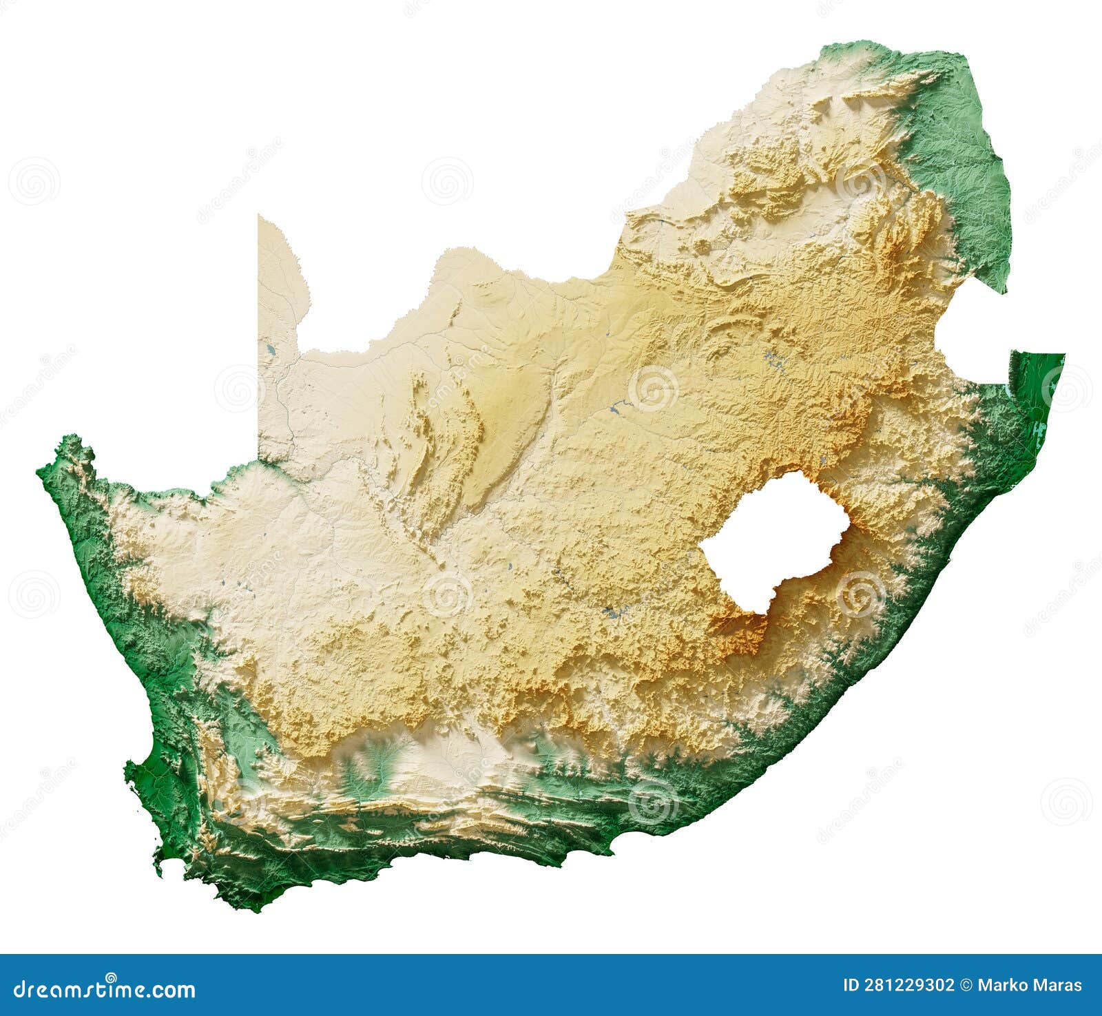 south africa relief map