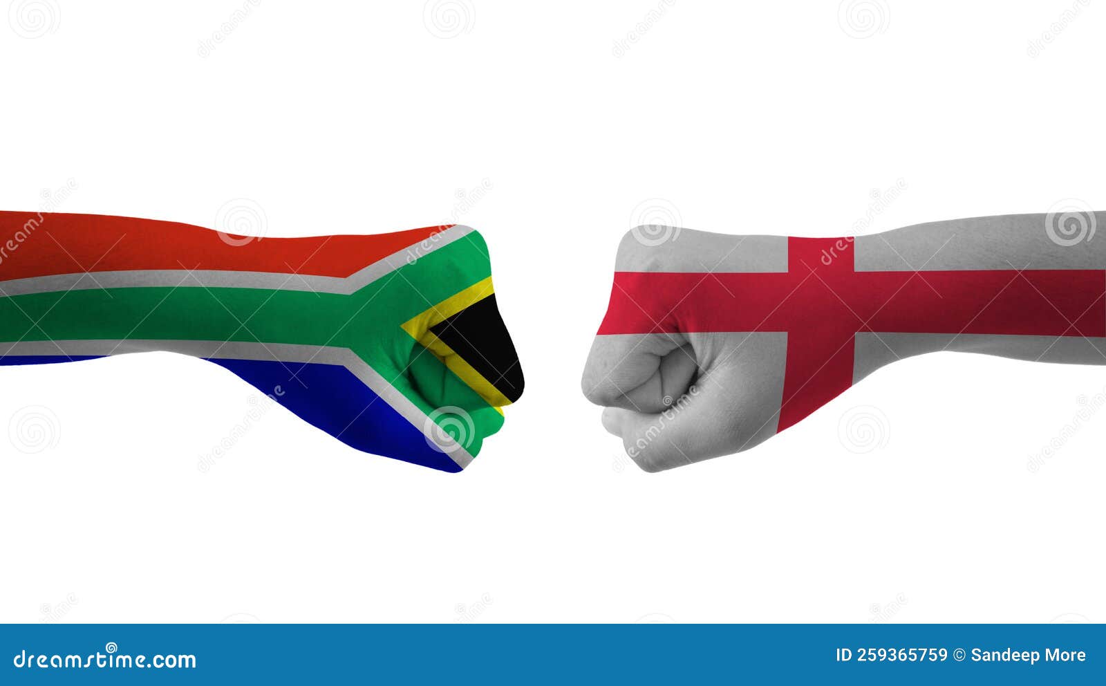 South Africa Vs England Hand Flag Cricket Match Stock Image