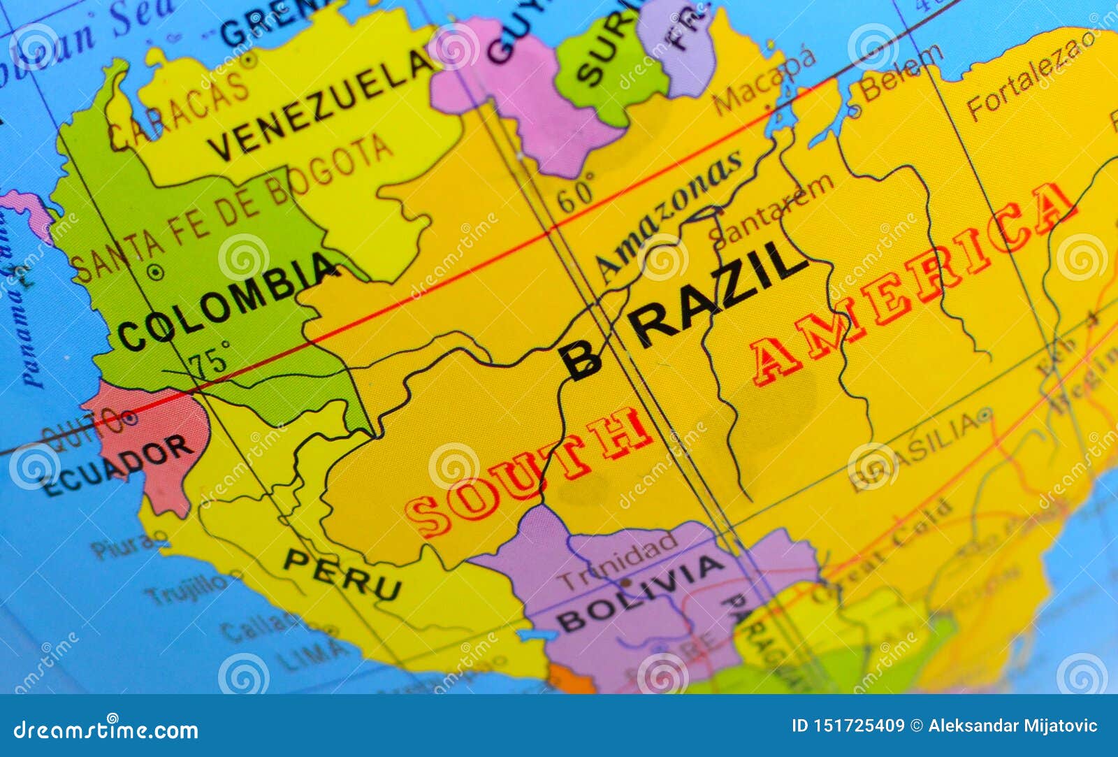 South America Macro Detail on Globe Stock Image Image of explore