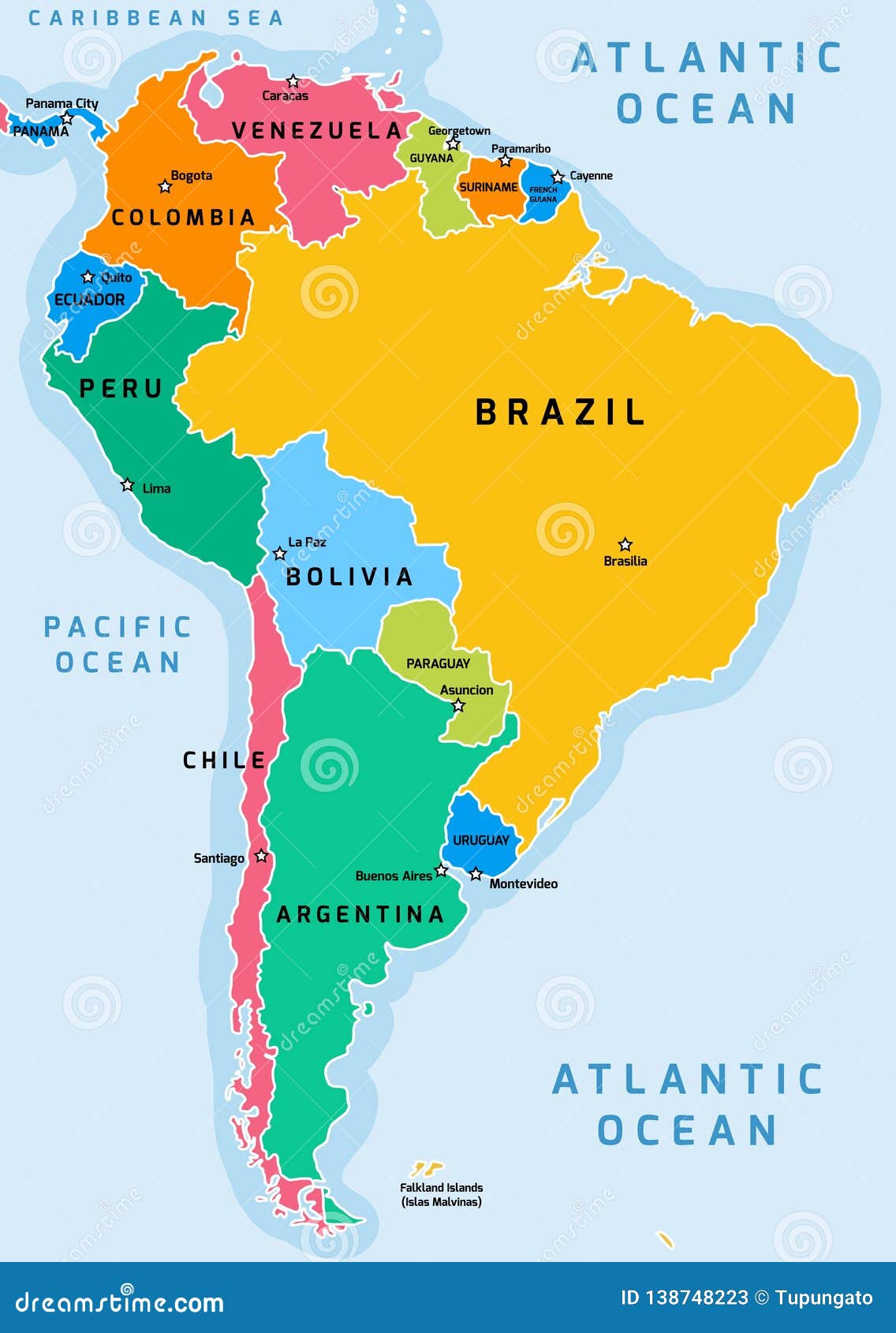 South America Map Stock Vector Illustration Of Continent 138748223