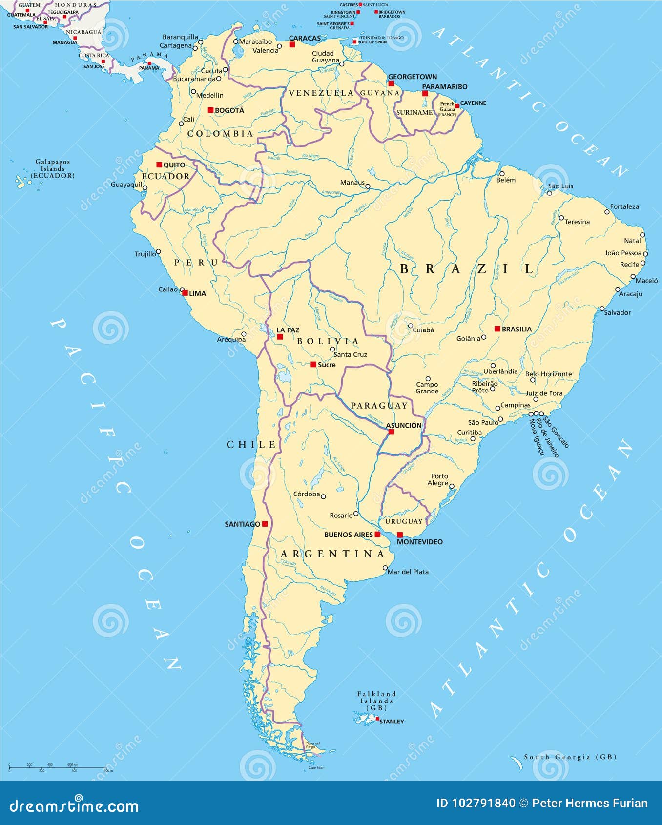 South America Map With Capitals