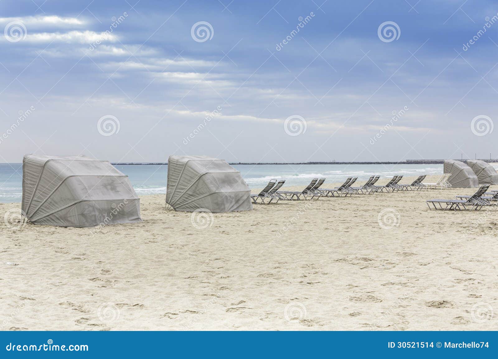 South Beach Lounge Chairs, Miami Stock Photo Image of tanning, coastline 30521514