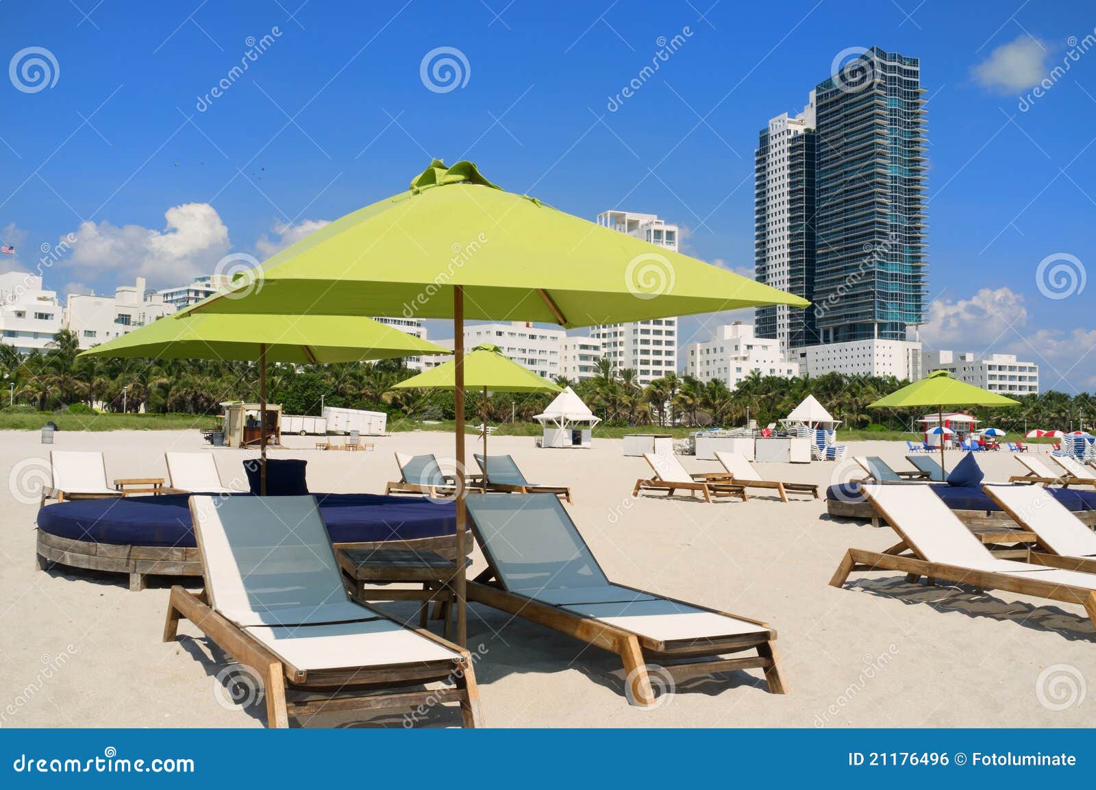 South Beach Lounge Chairs and Umbrellas Stock Photo Image of round, furniture 21176496