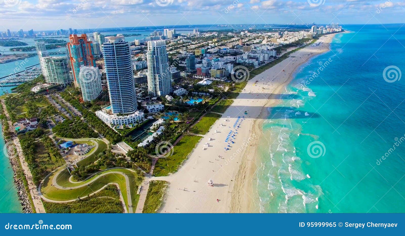 south beach, miami beach. florida. aerial view.