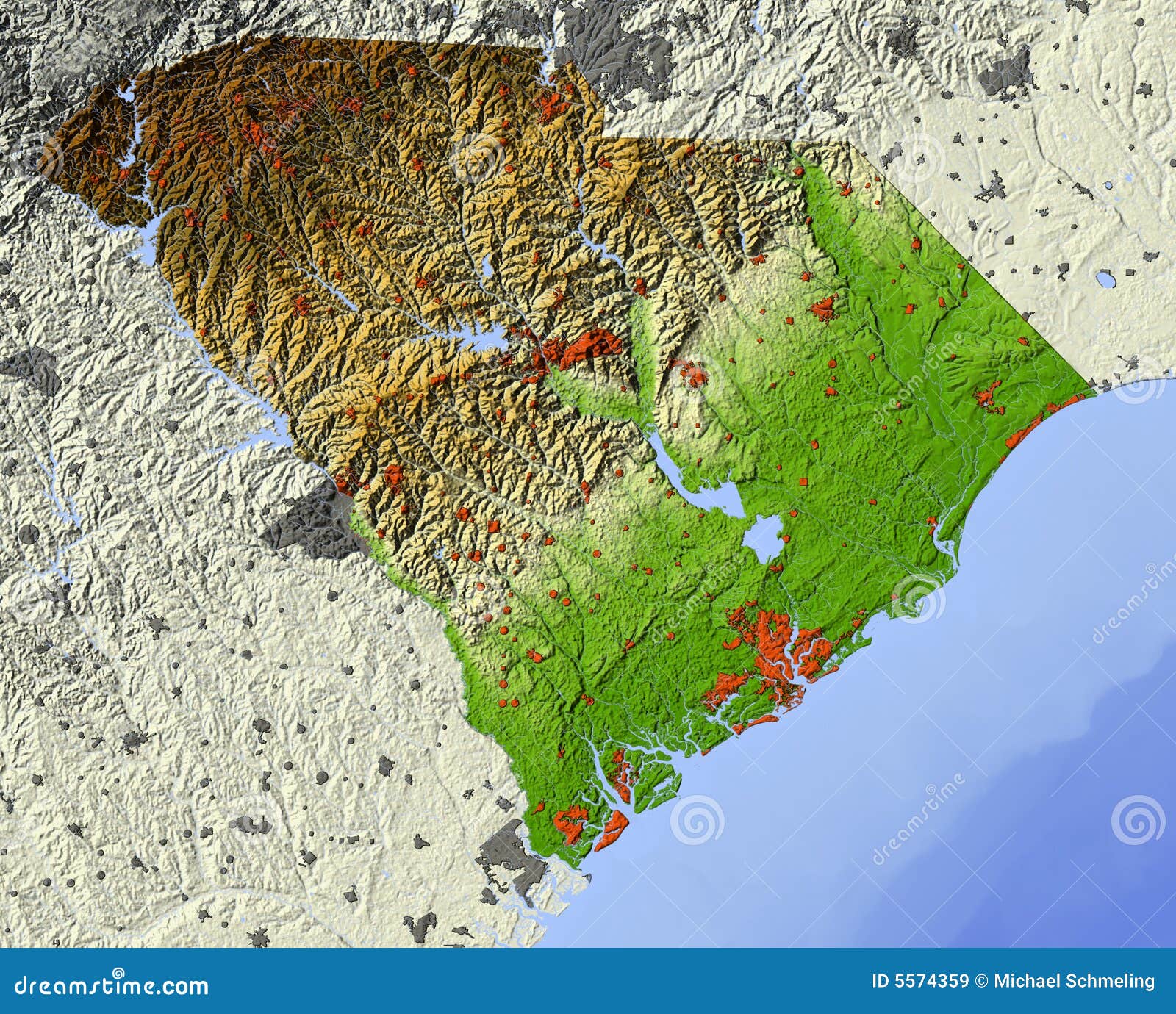 free topographic map of south carolina South Carolina Relief Map Stock Illustration Illustration Of free topographic map of south carolina