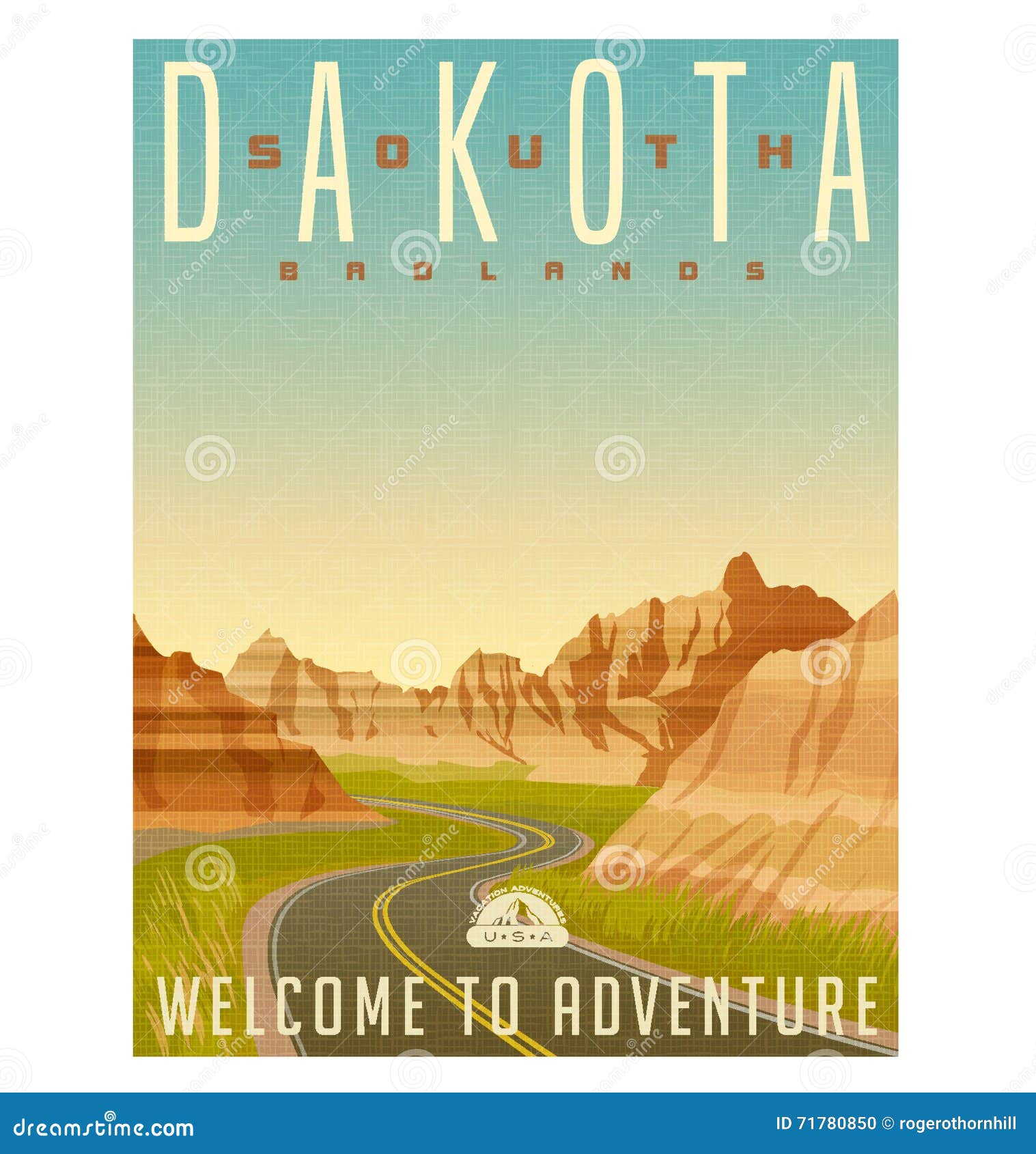 south dakota badlands travel poster or sticker
