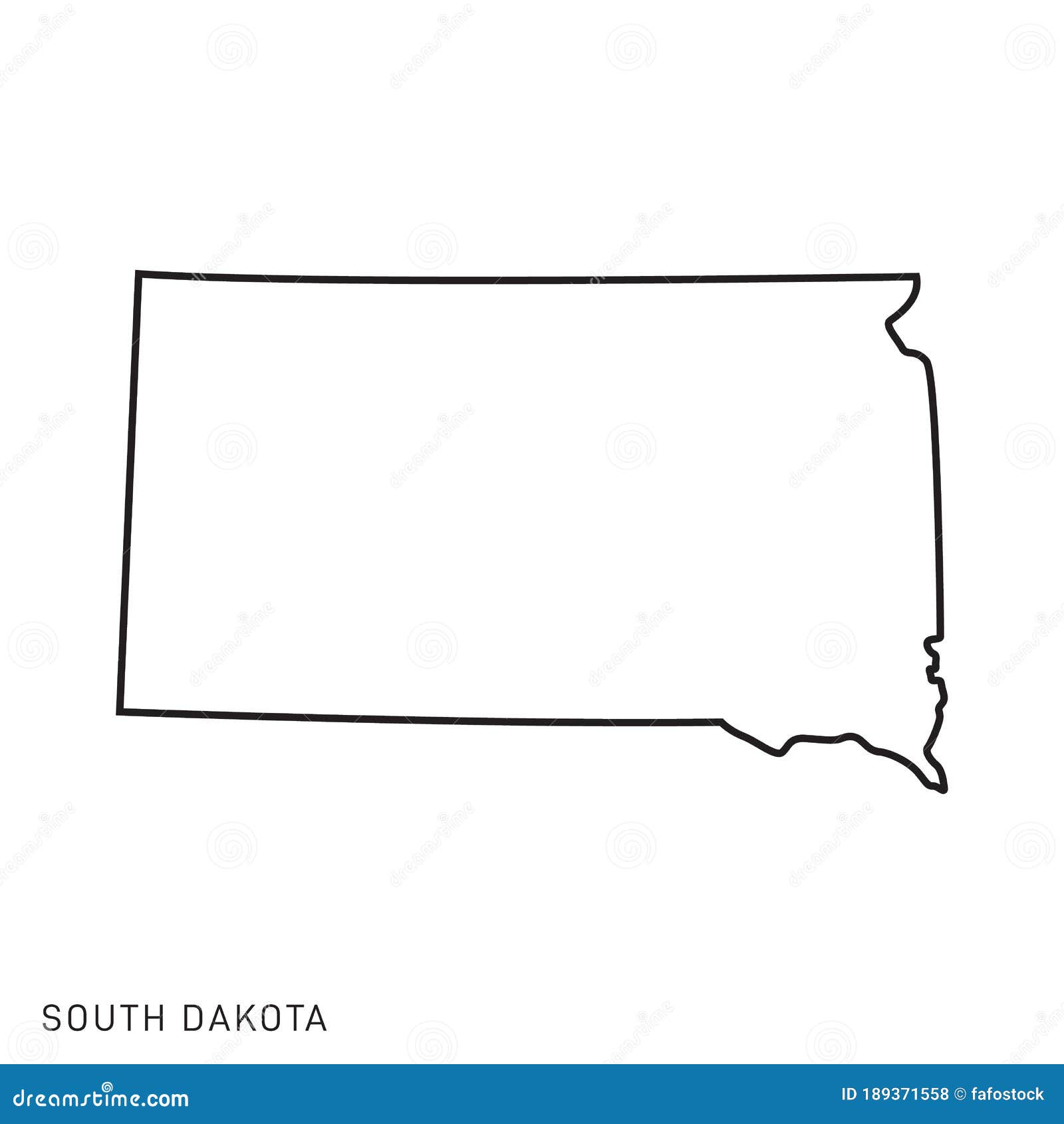 South Dakota Map Outline Vector Design Template Editable Stroke Stock