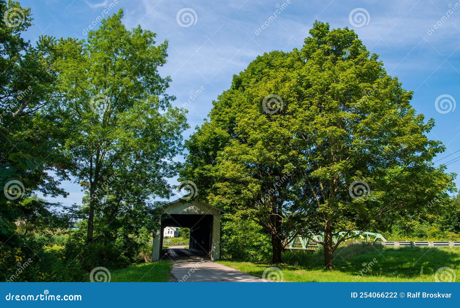 South Denmark Road Covered Bridge in Ashtabula County, Ohio Stock Photo