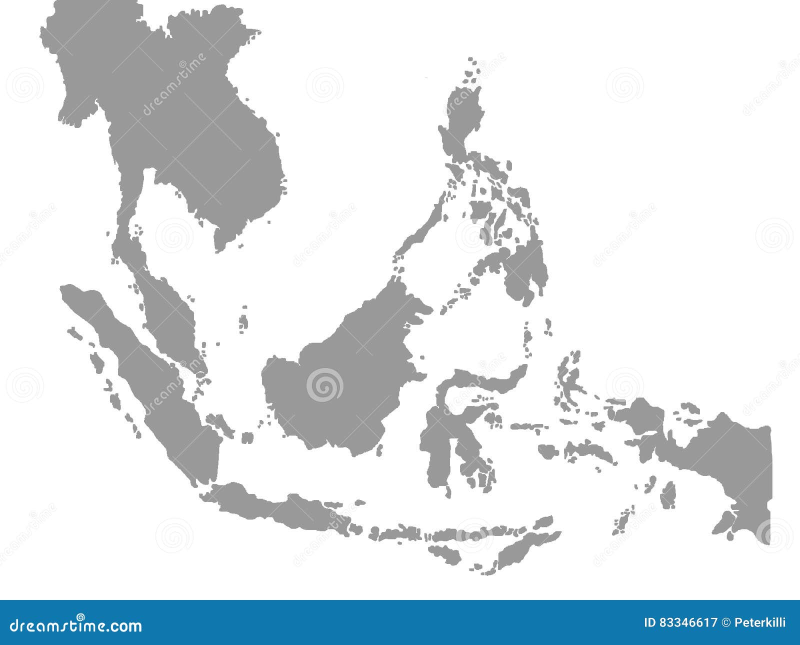 south east asia map in white background