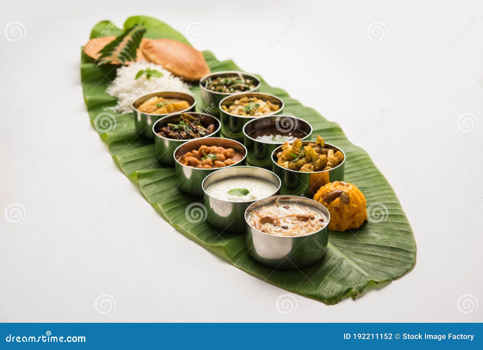 South Indian style Lunch or Dinner Meal or Food Served with a