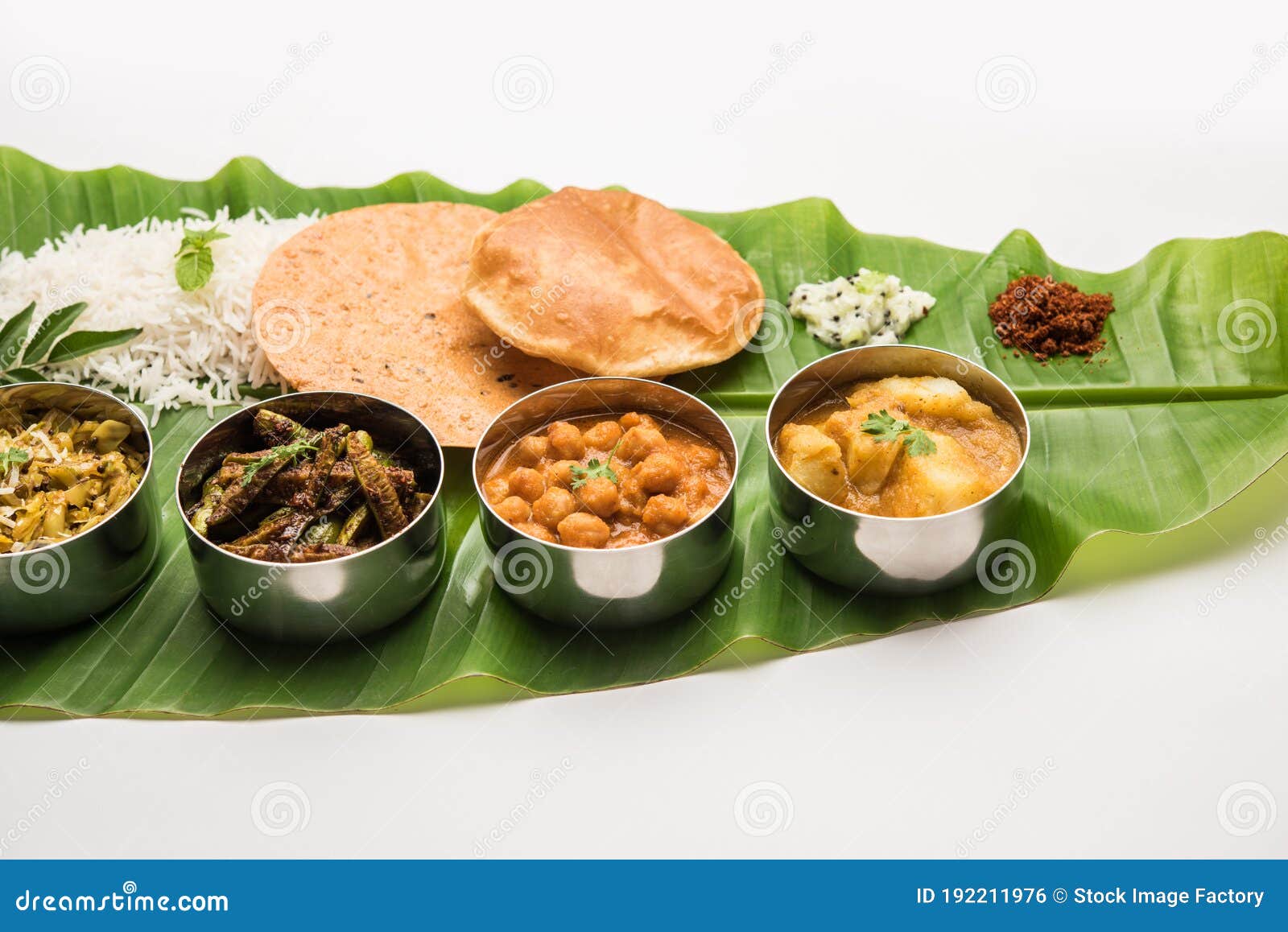 South Indian style Lunch or Dinner Meal or Food Served with a