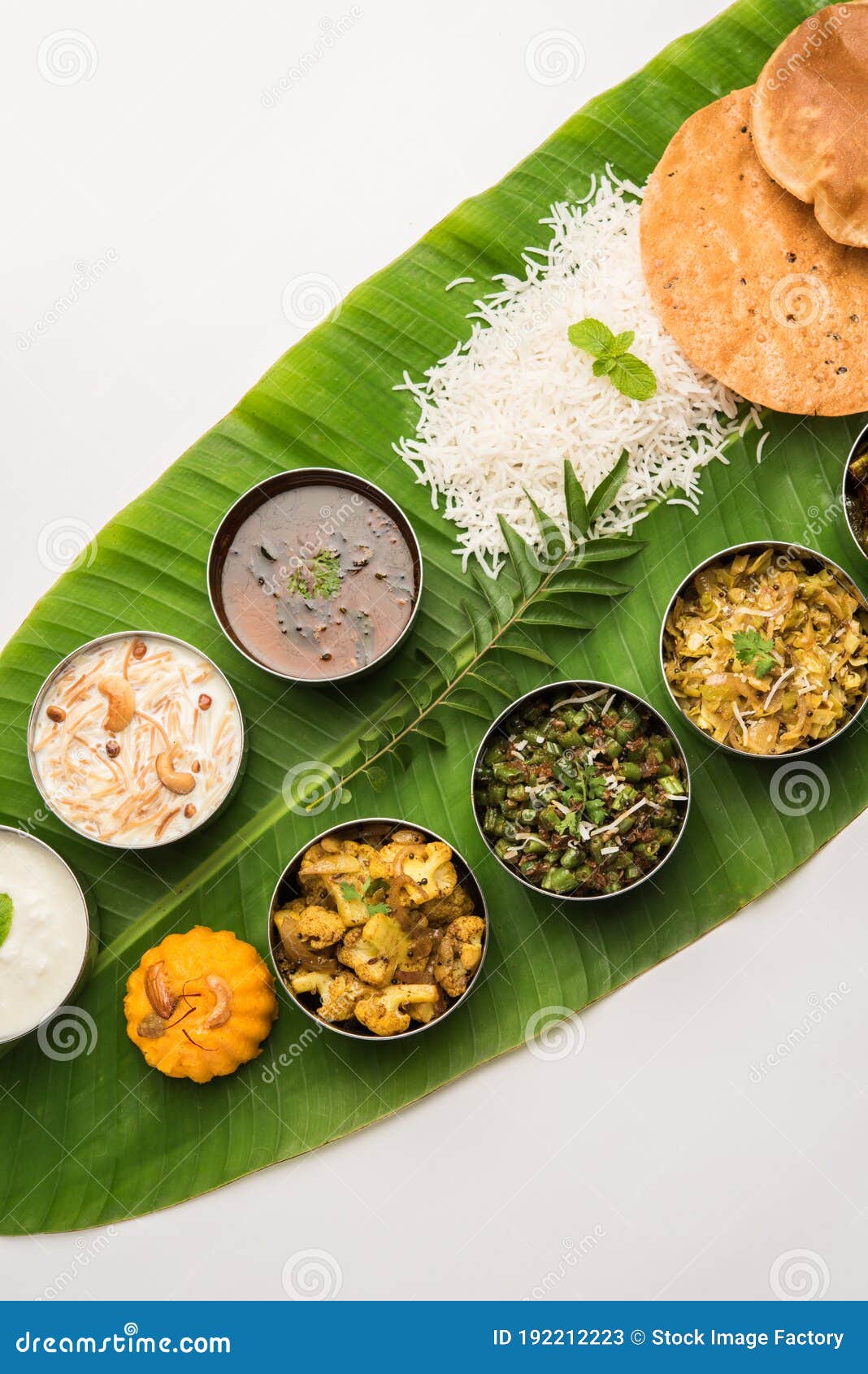 South Indian style Lunch or Dinner Meal or Food Served with a