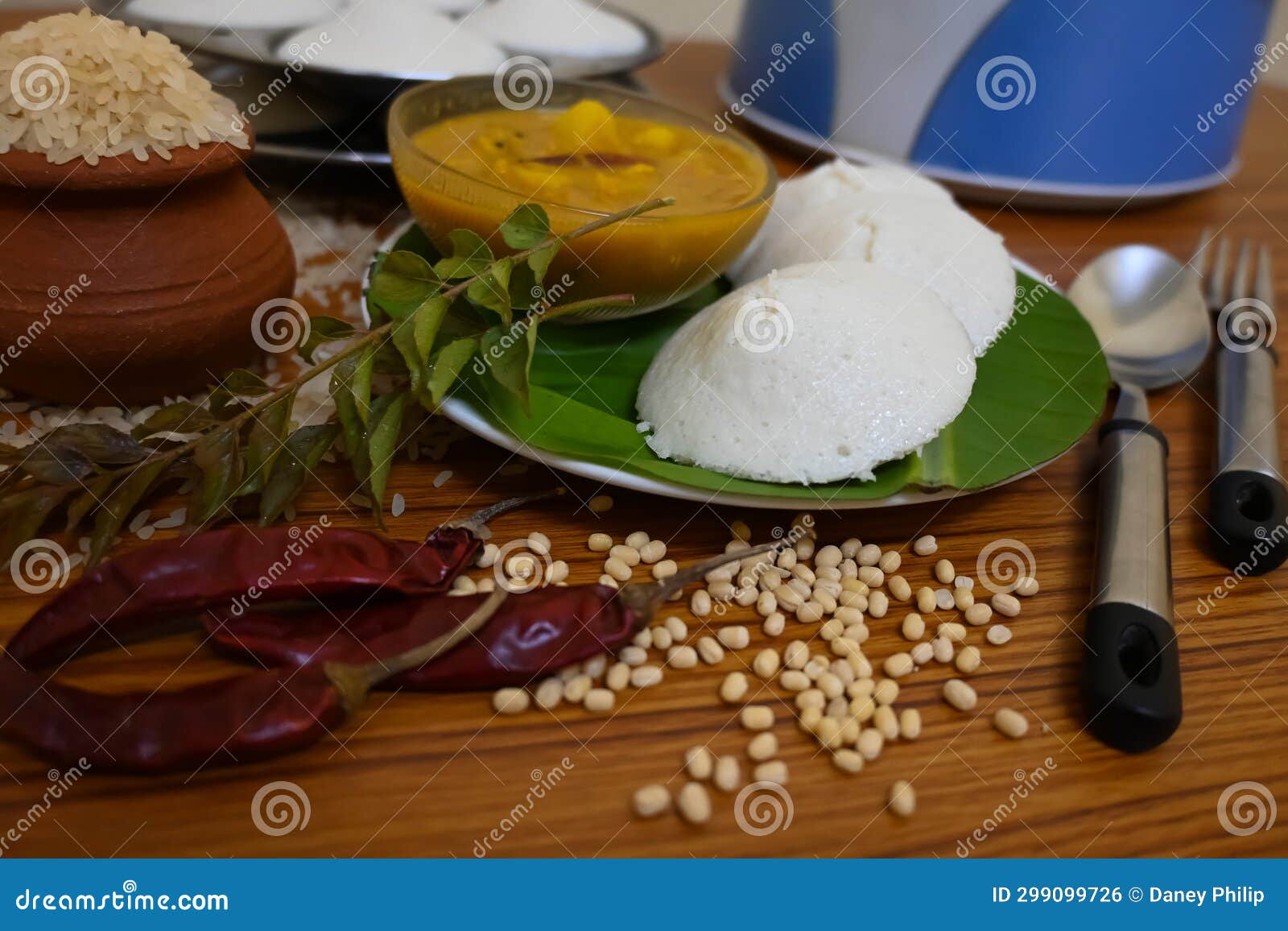 Idli Or Idly With Coconut Chutney South Indian Breakfast Food Stock
