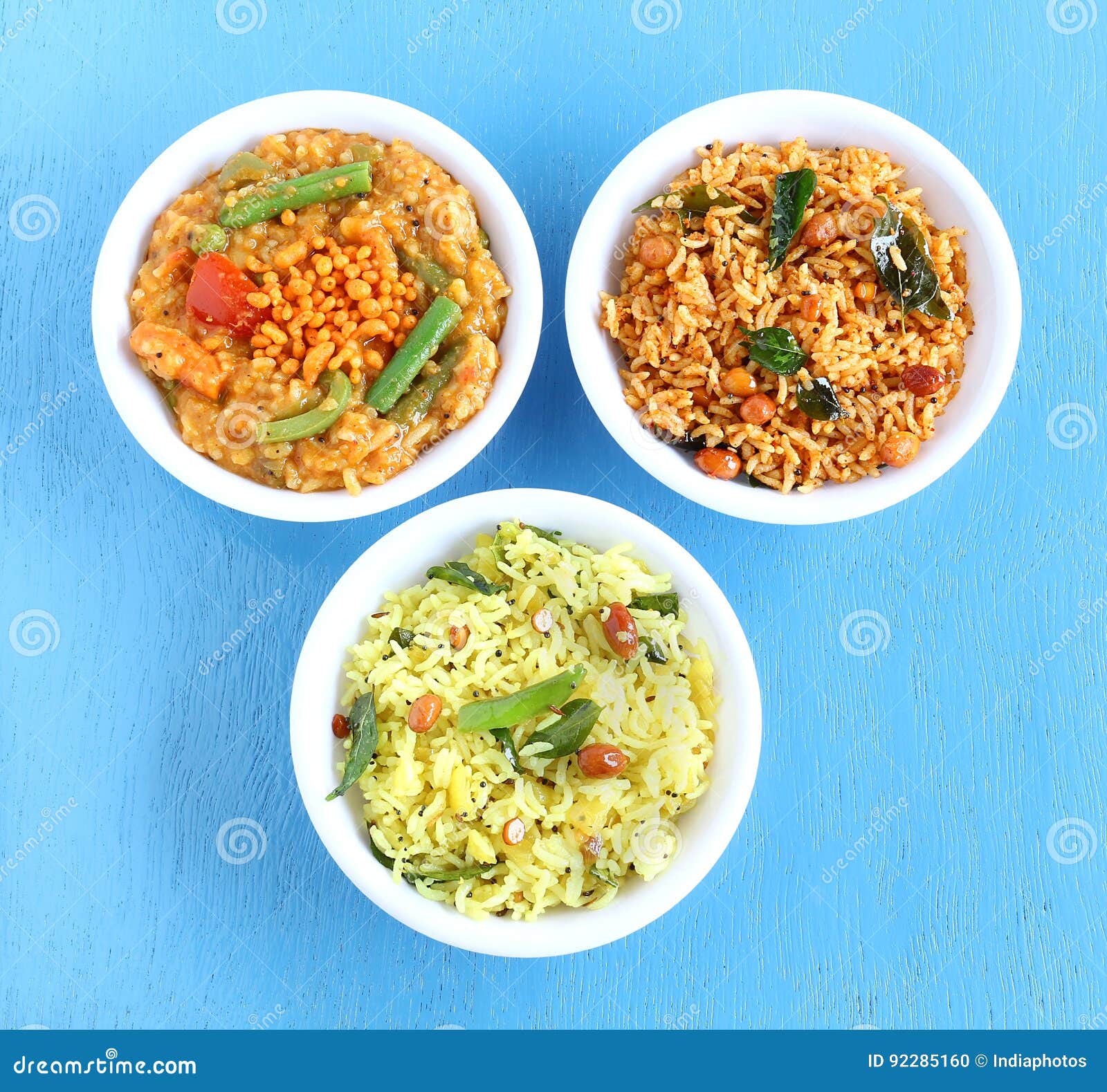 South Indian Traditional Vegetarian Rice Dishes Stock Photo - Image of