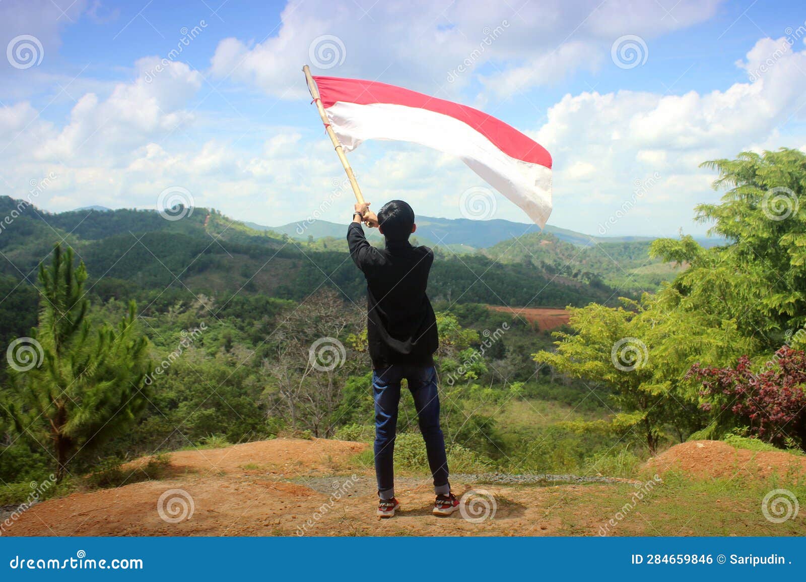 A Man Raising the Indonesian Flag Editorial Photo - Image of august ...