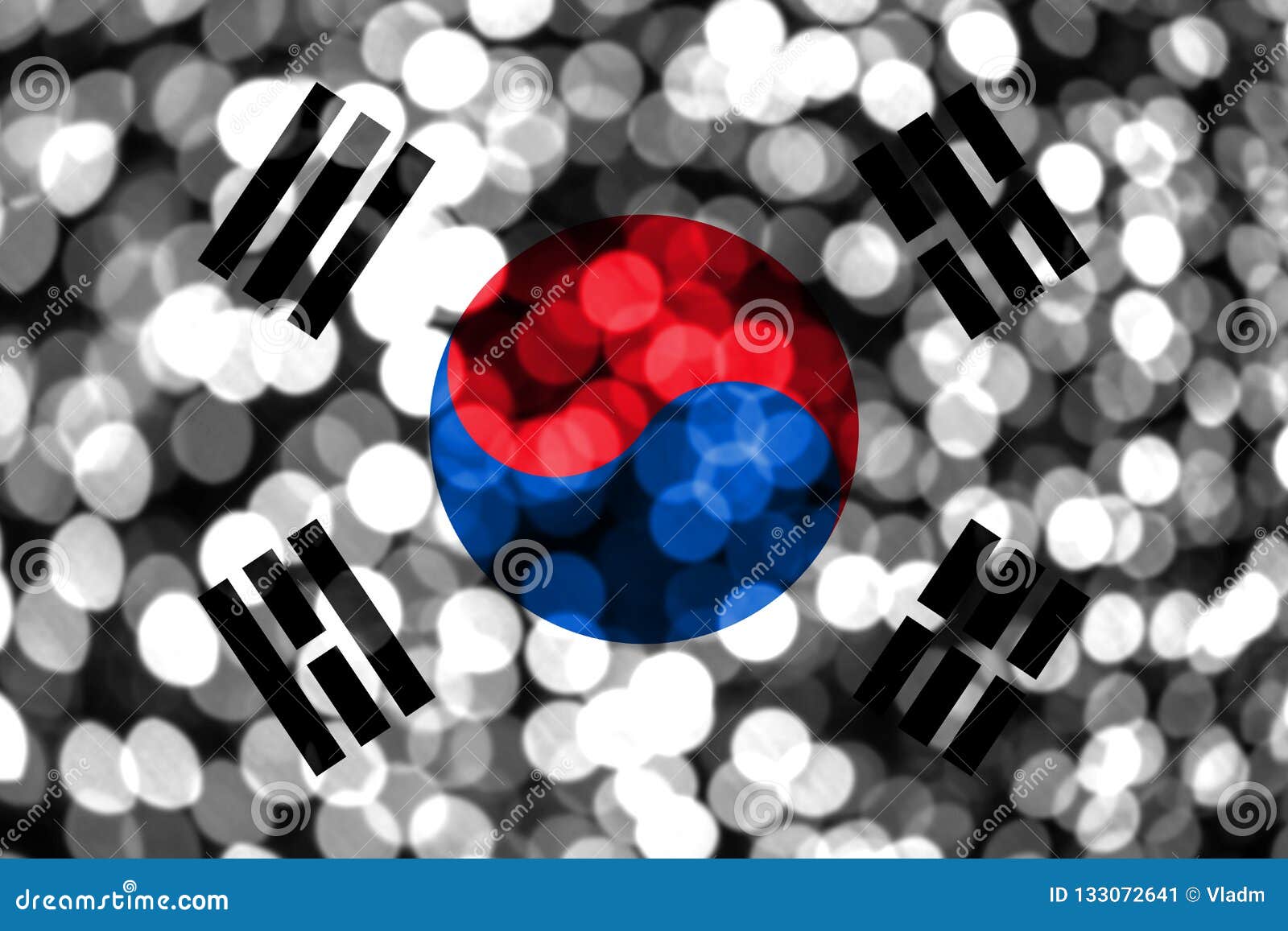South Korea Abstract Blurry Bokeh Flag. Christmas, New ...