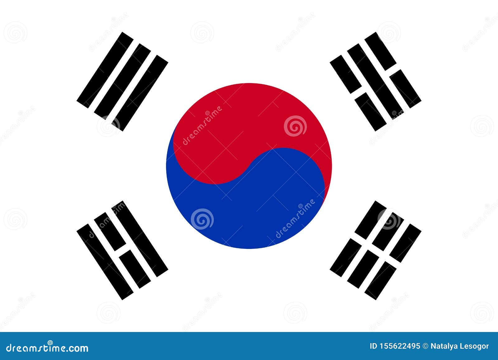 South Korea Flag Black Blue And Red Elements On White Background Stock Vector Illustration Of Icon Vector