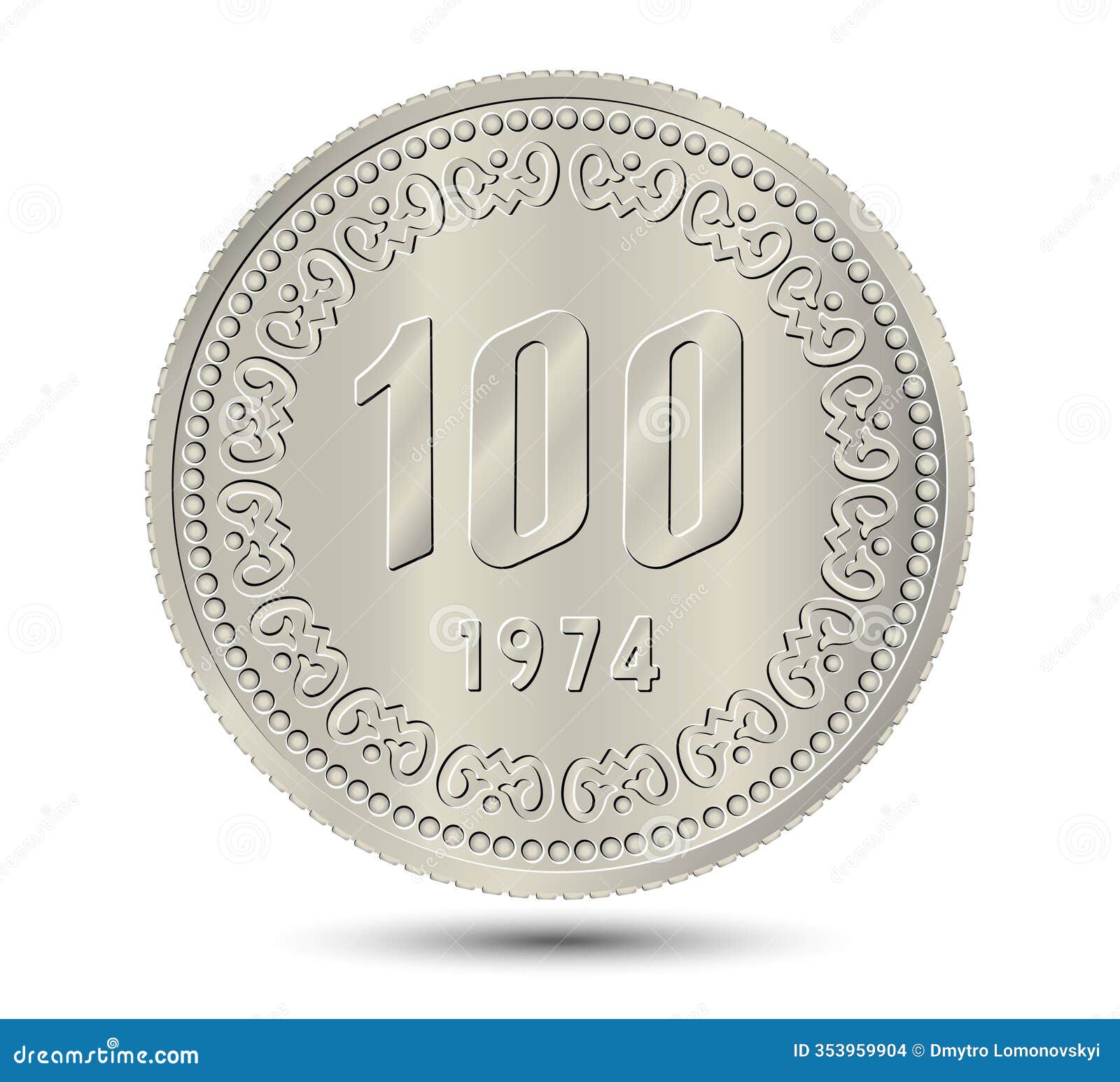 South Korea, 100 Won, 1974. Reverse Stock Vector - Illustration of  exchange, numismatics: 353959904