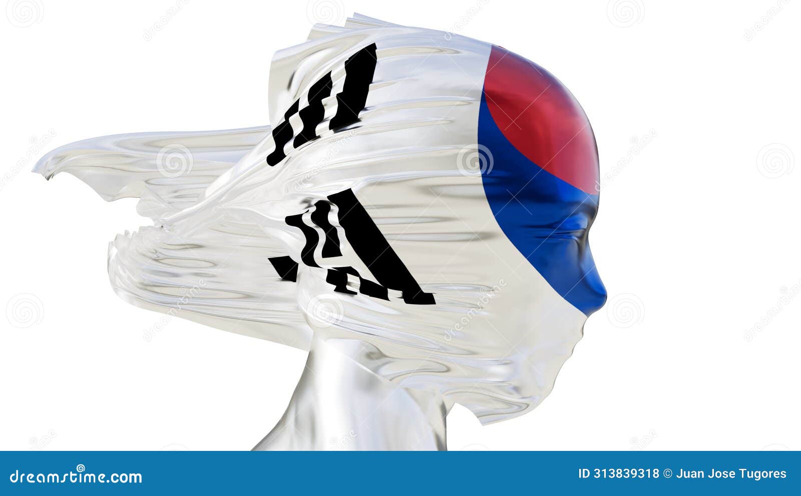 dynamic swirls of the south korean flag in abstract representation