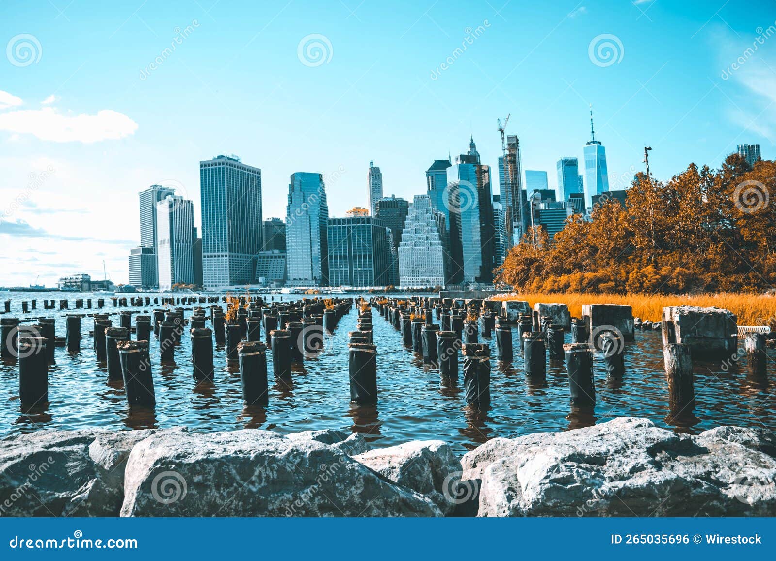 South Manhattan from Brooklyn Port Stock Photo Image of urban, office 265035696