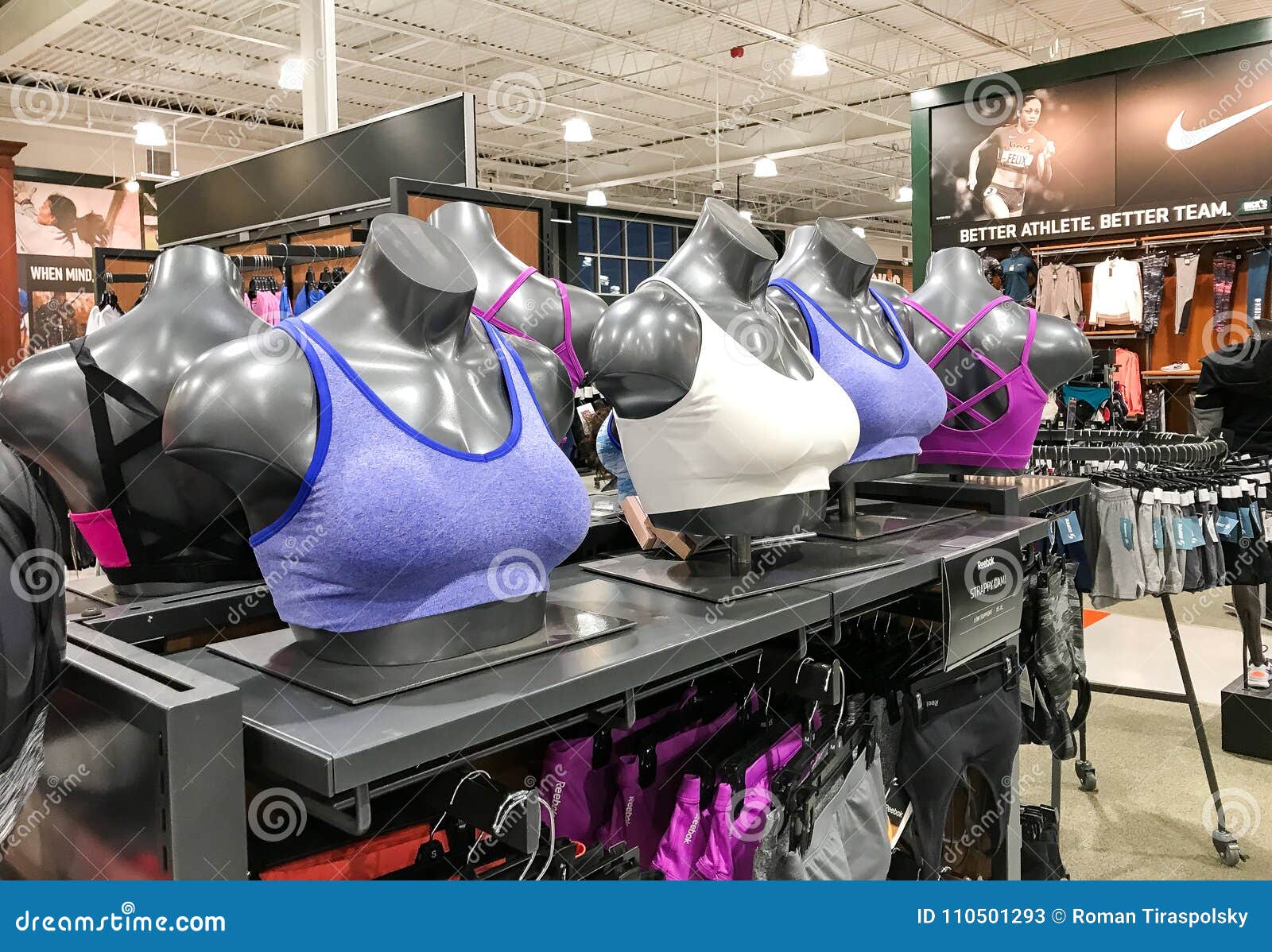 Sports bras for sale editorial stock photo. Image of sale - 110501293