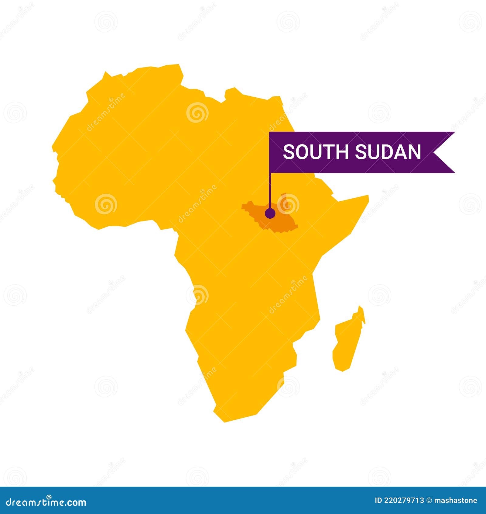 south sudan on an africa s map with word south sudan on a flag-d marker.