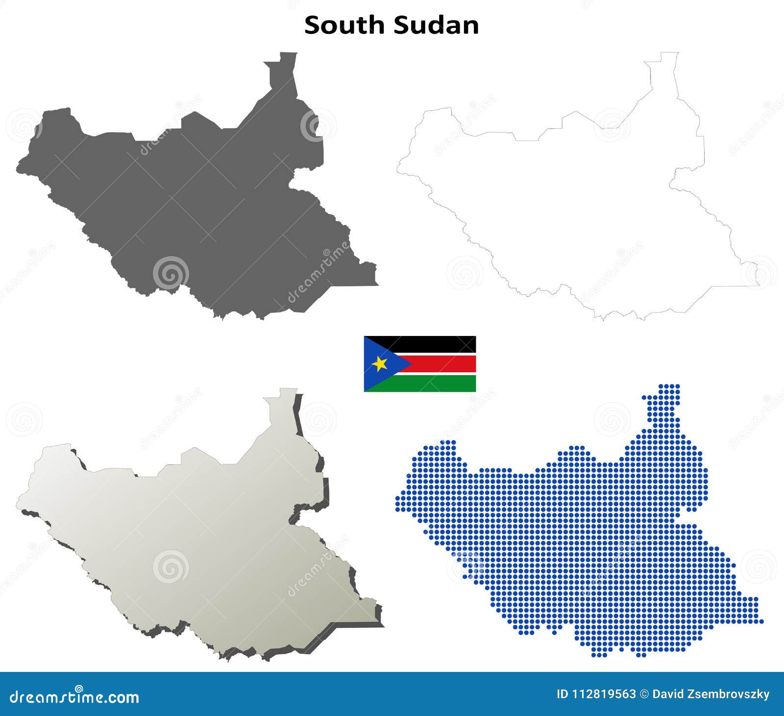 South Sudan Outline Map Set Stock Vector Illustration Of Blank