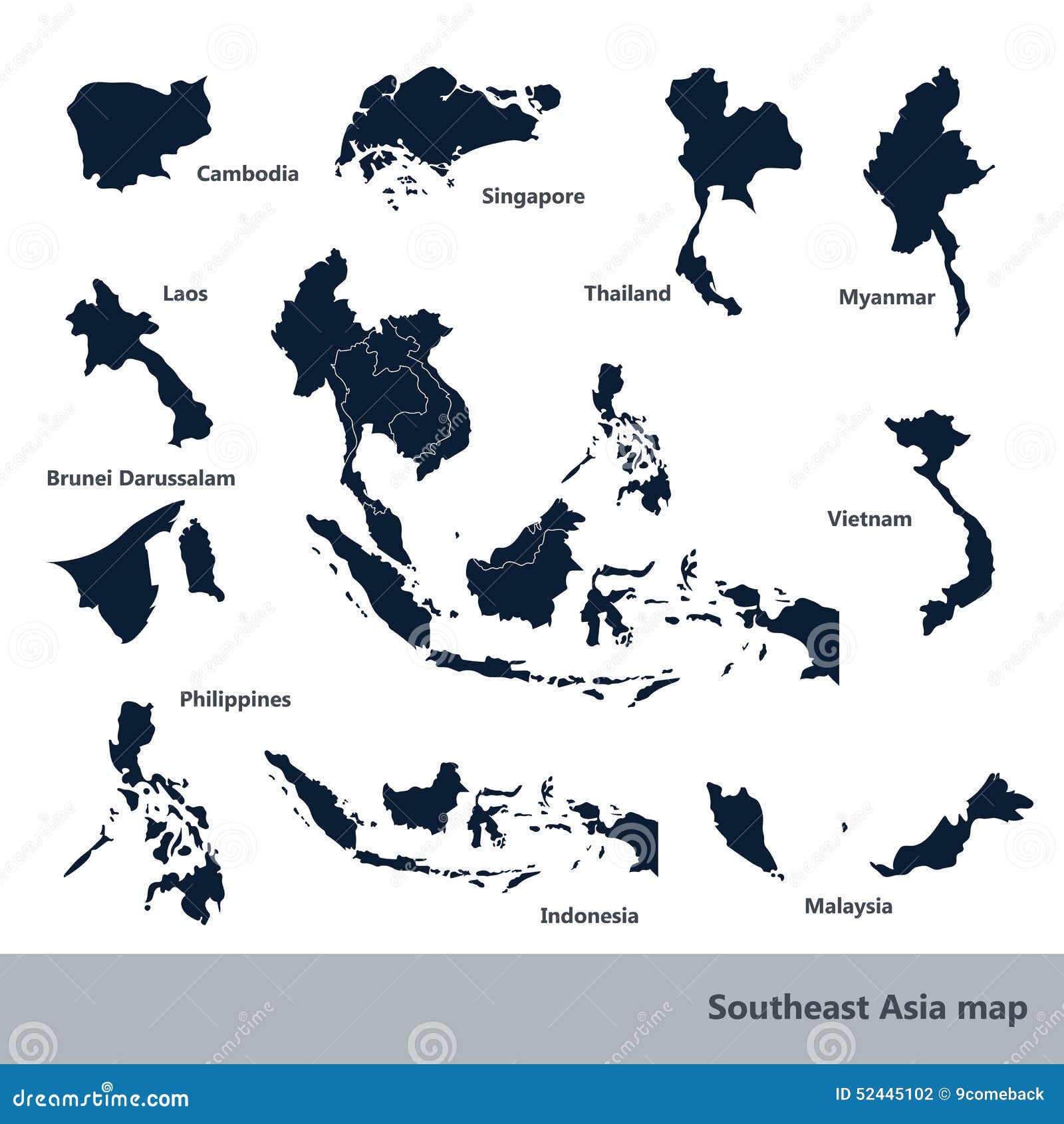 Southeast Asia Map Vector Illustration 52445102