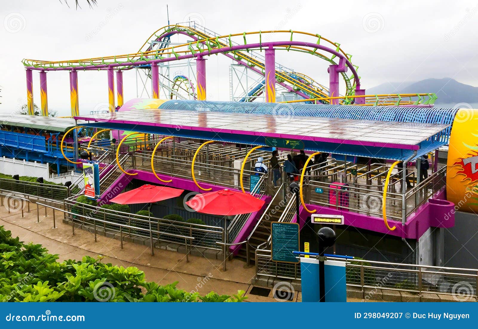 The Dragon Steel Roller Coaster at Ocean Park in Hong Kong Island