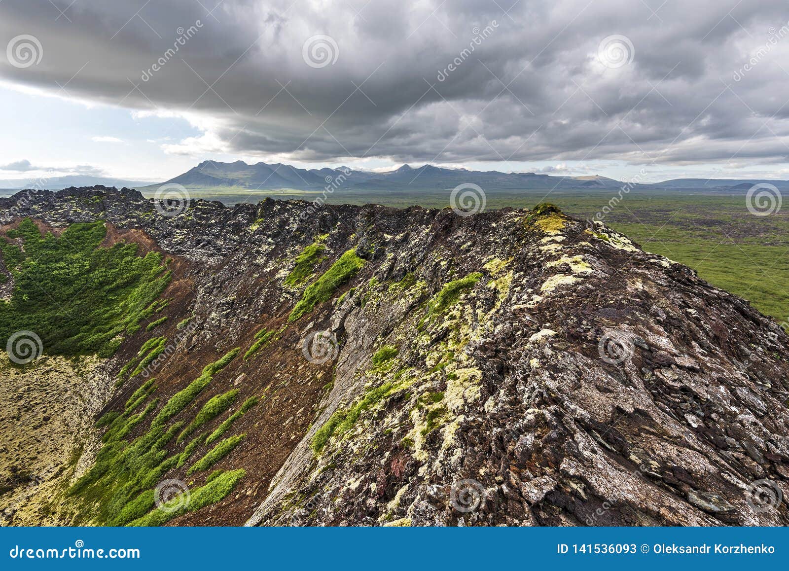 southern part of eldborg volcano crater in vesturland region of iceland