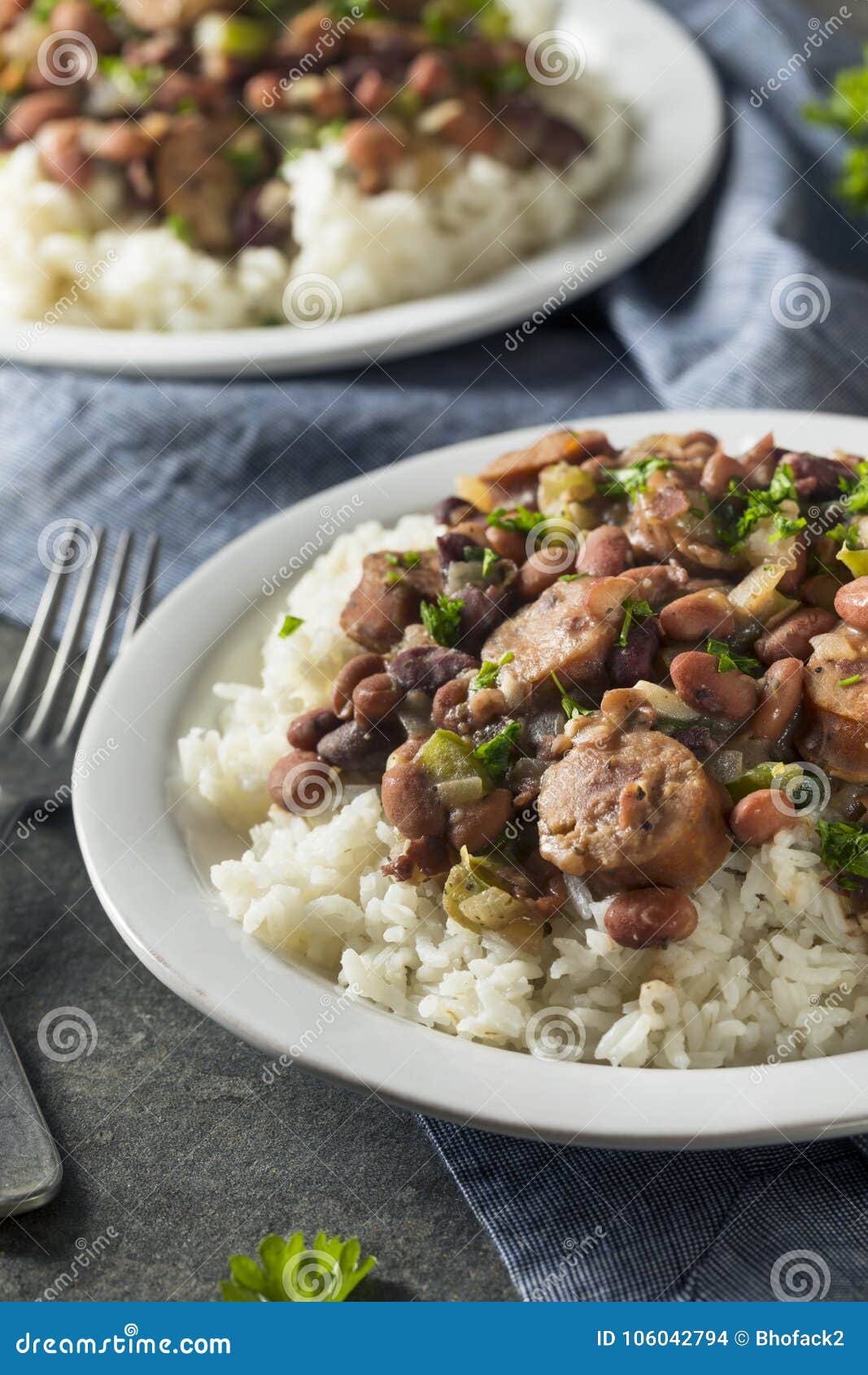Southern Red Beans and Rice Stock Photo - Image of rice, parsley: 106042794