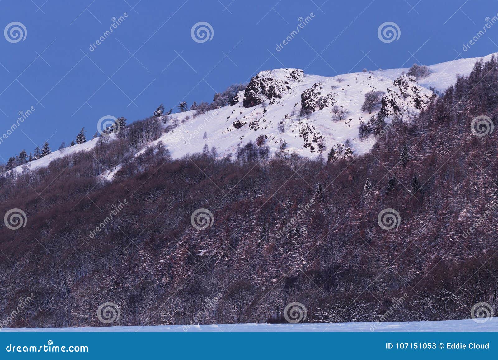 the wrekin hill summit in snow at winter