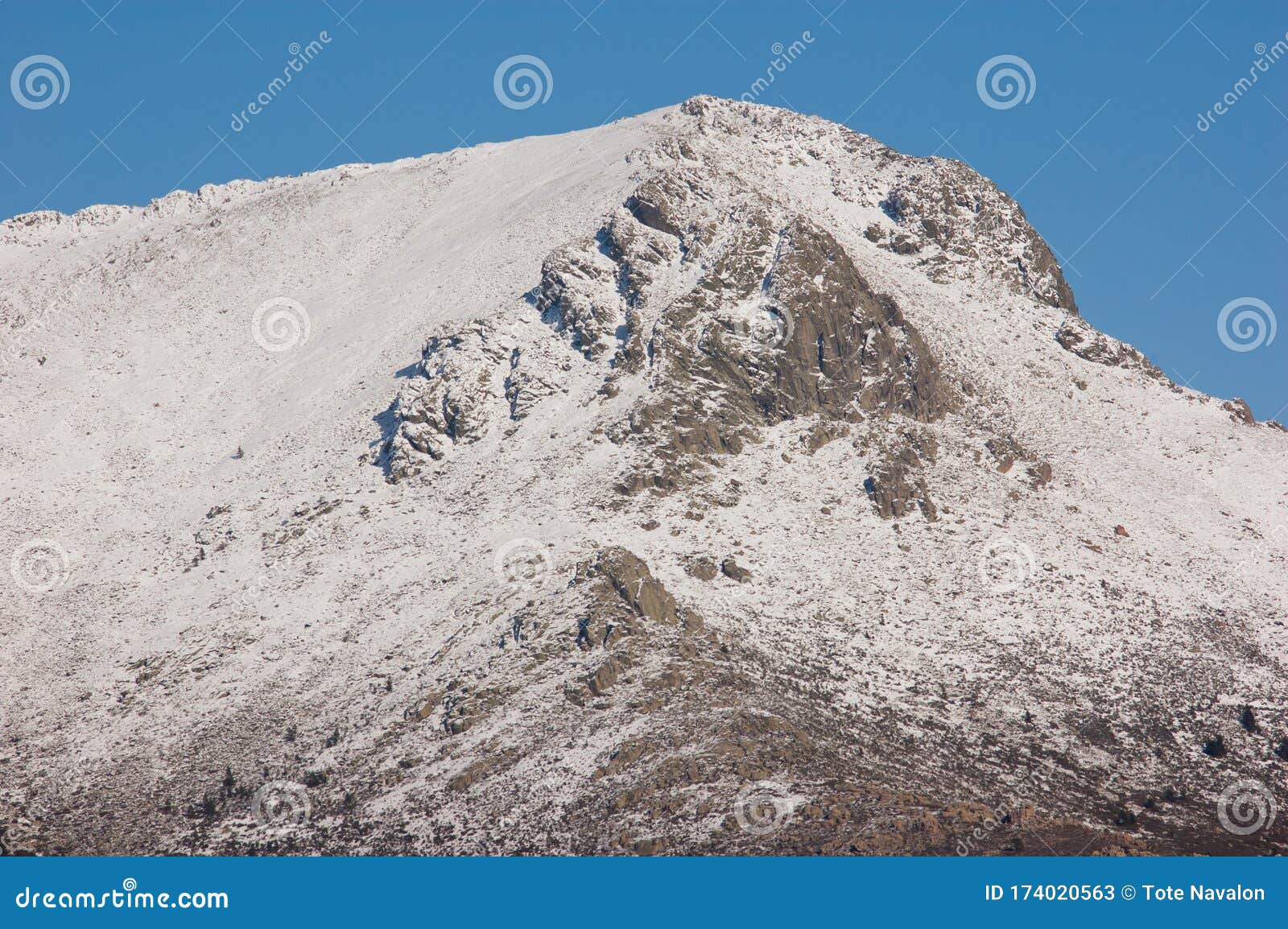 maliciosa snow peak in guadarrama national park, madrid, spain.