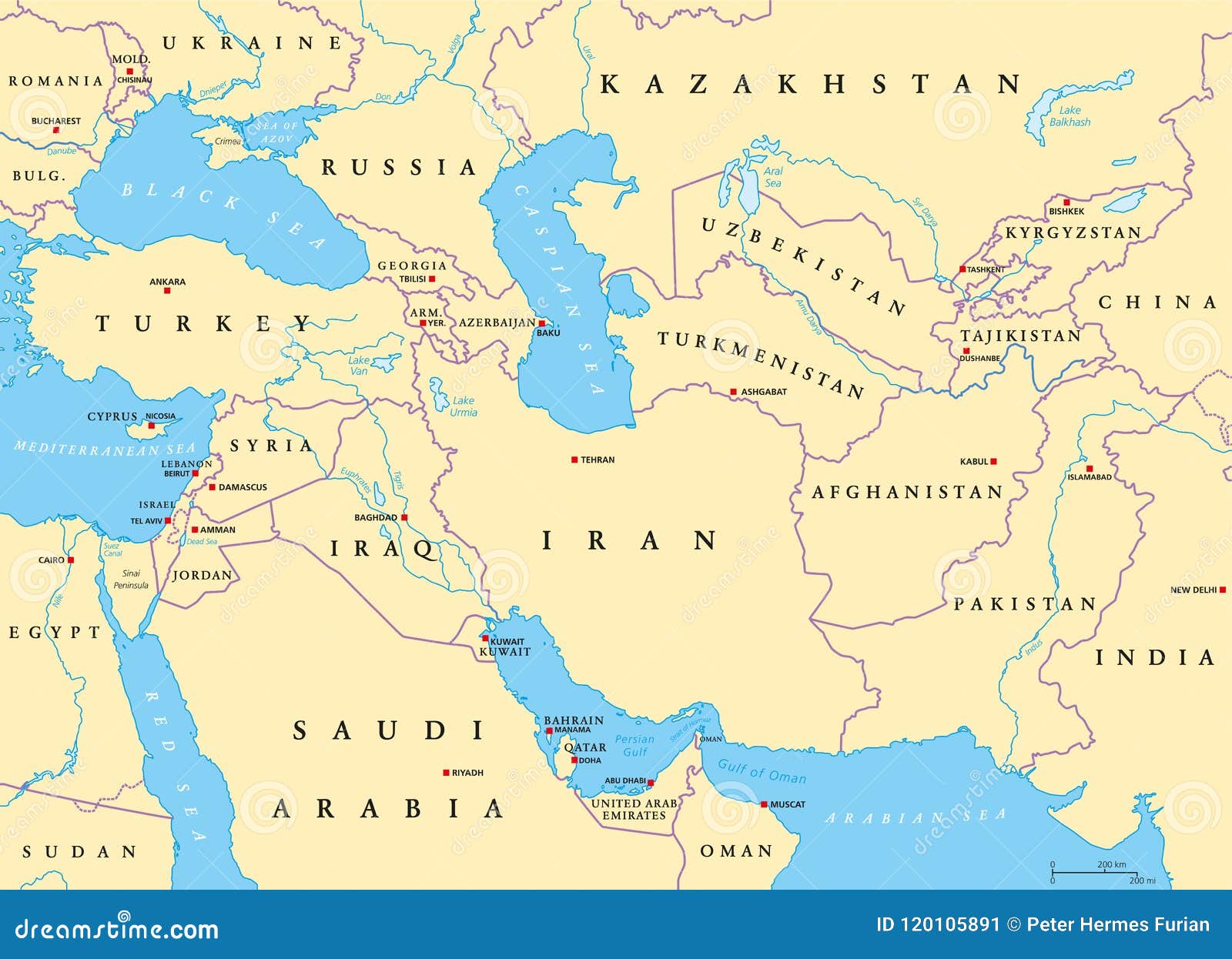 southwest asia political map