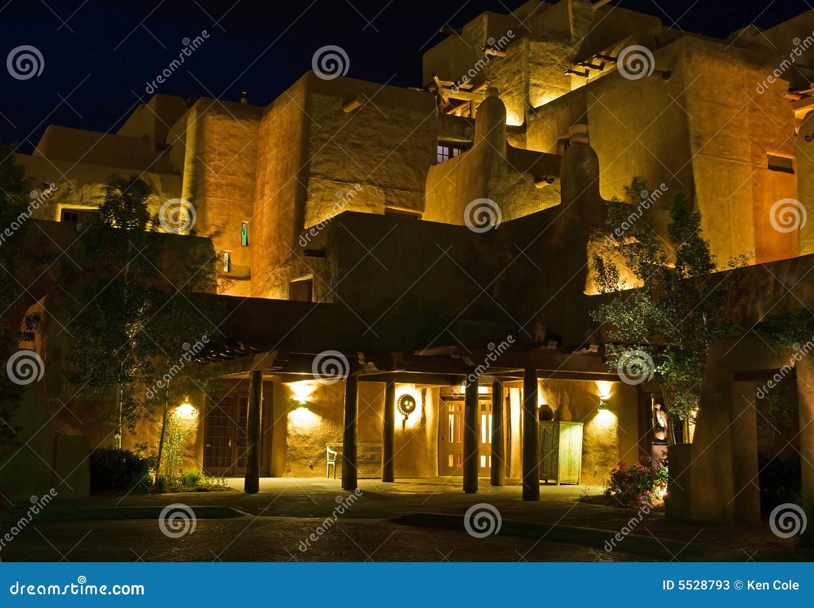 southwestern resort at night