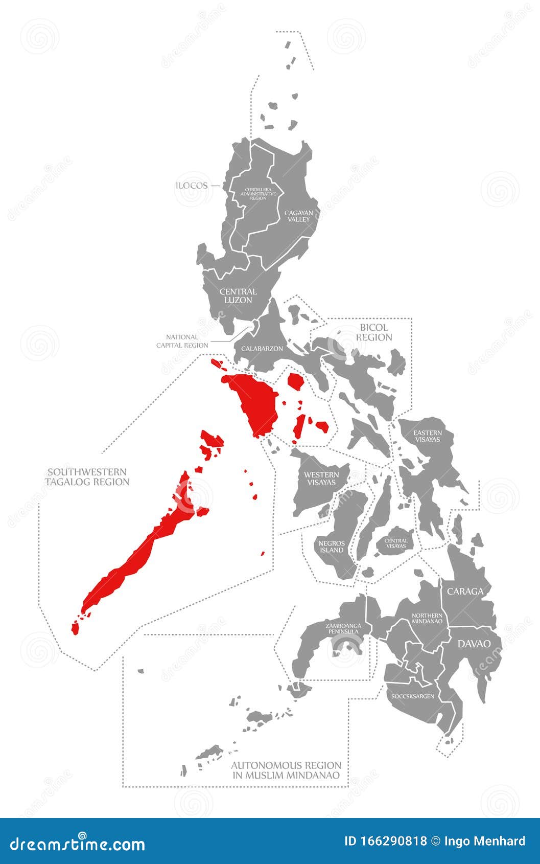southwestern tagalog region red highlighted in map of philippines