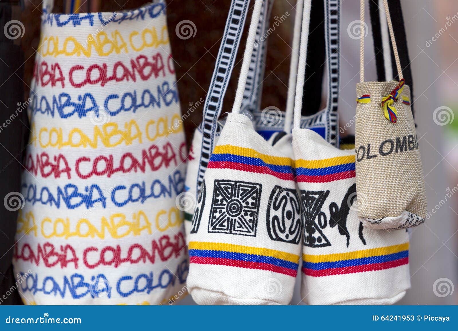 souvenir bags for sale in tourist market, bogota - colombia