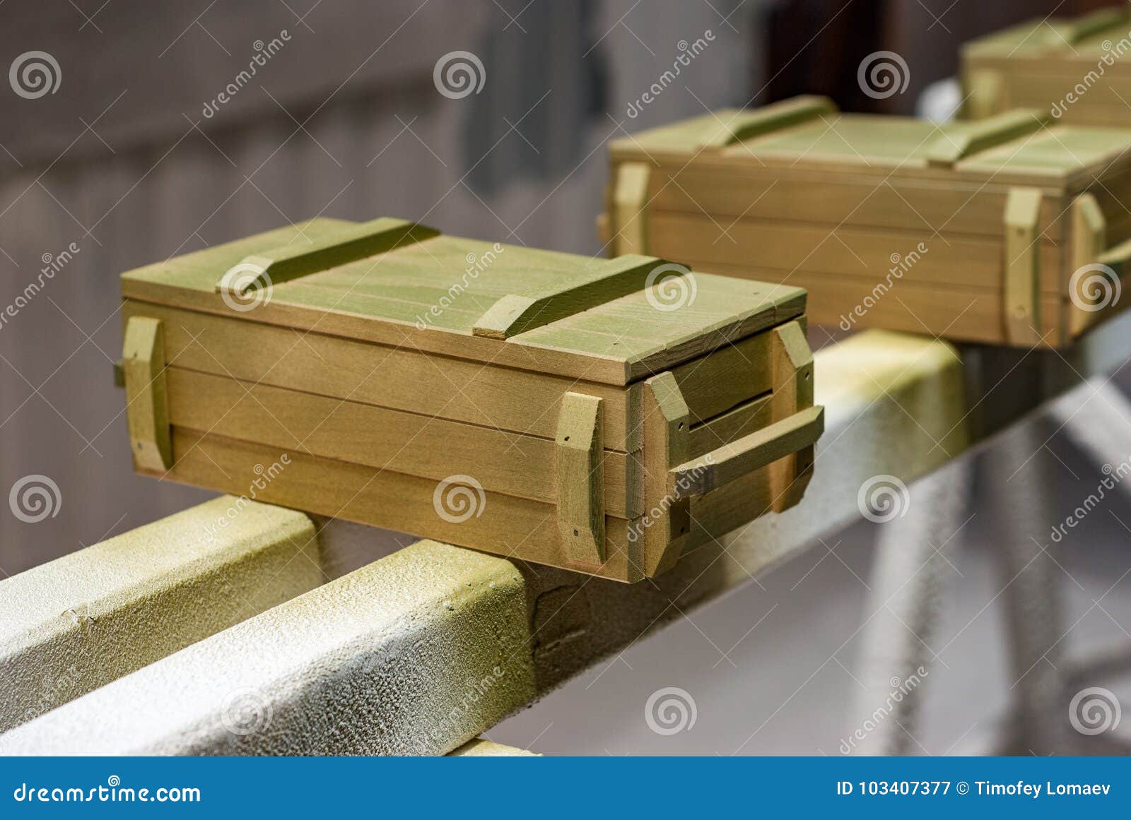 Military Style Souvenir Boxes in Paint Booth Stock Image Image of