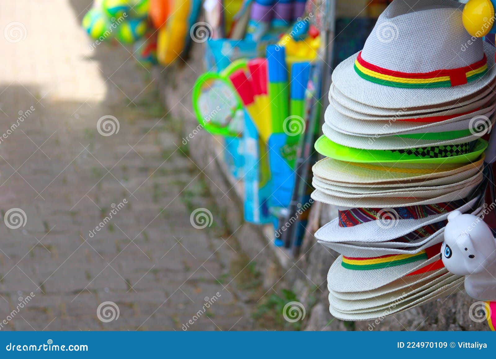 Souvenir Shop with Different Summer Hats. Gift Shop Stock Image Image
