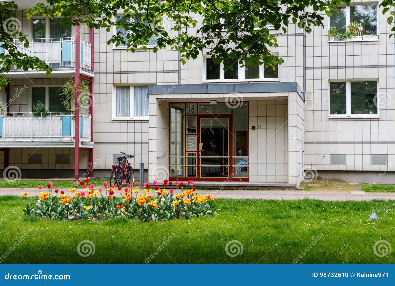 Soviet Architecture in East Berlin Apartment Bulding from Cold W Stock