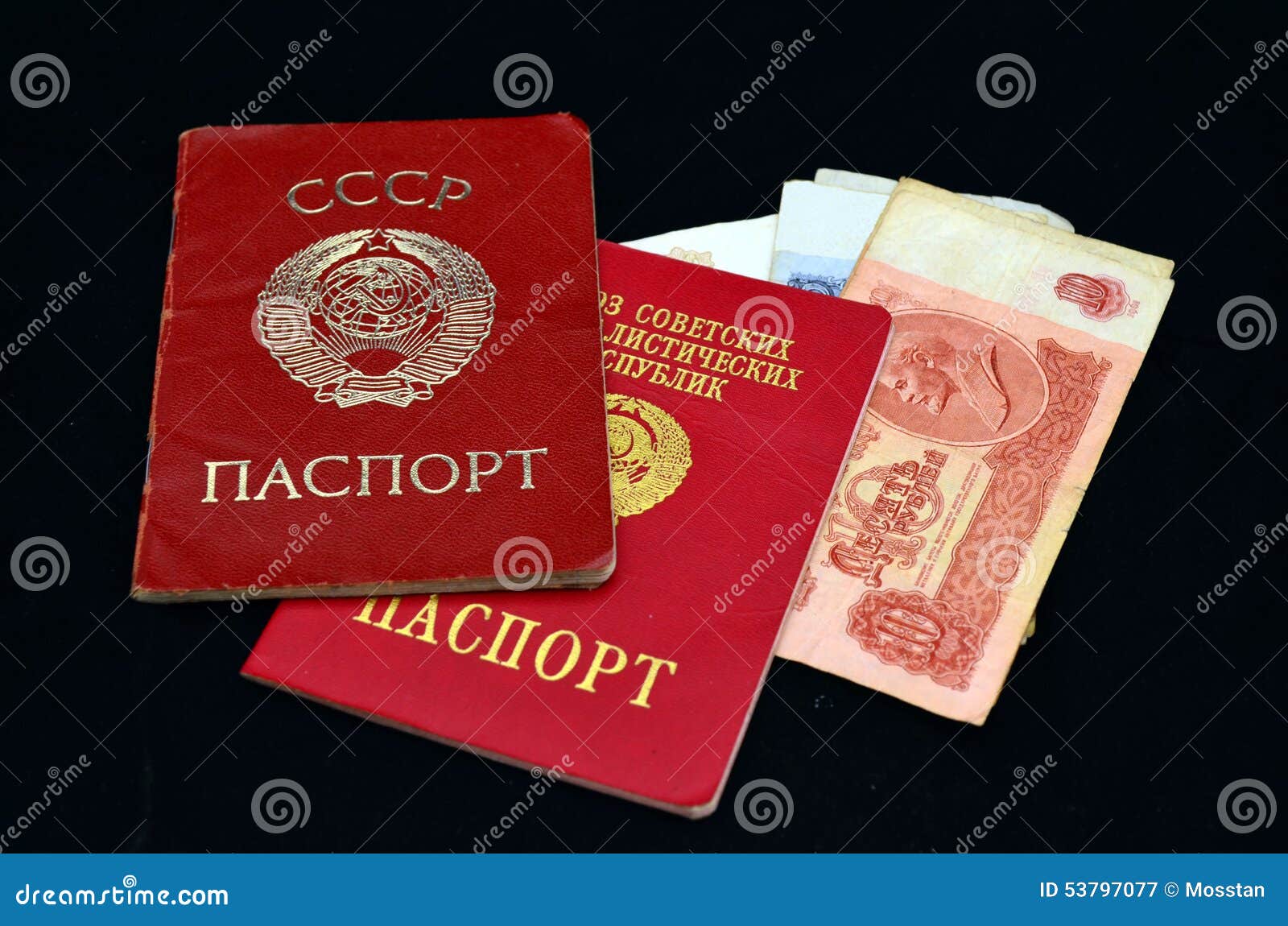soviet passports and money.