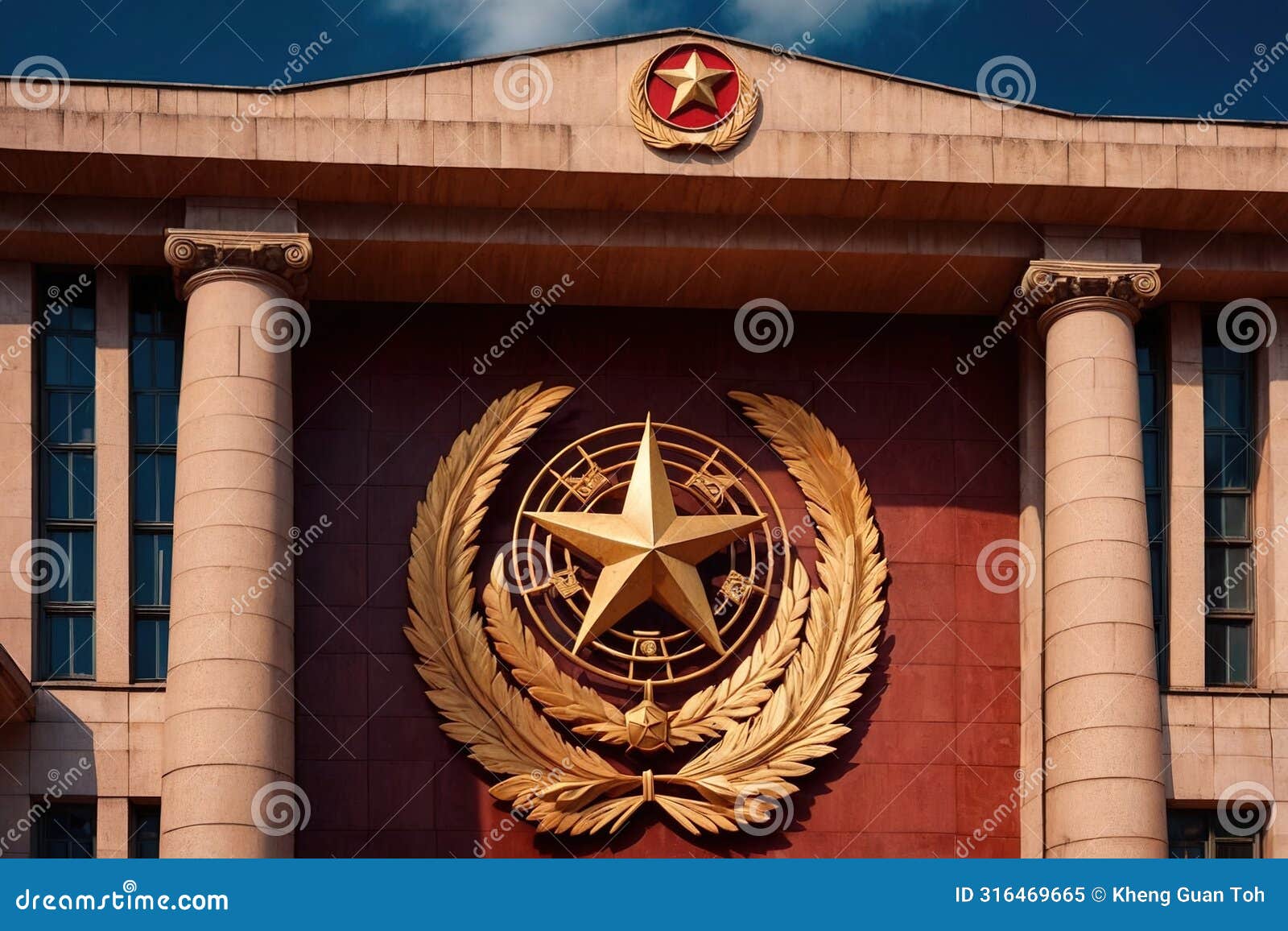 soviet style authoritarian totalitarian building, with communist s